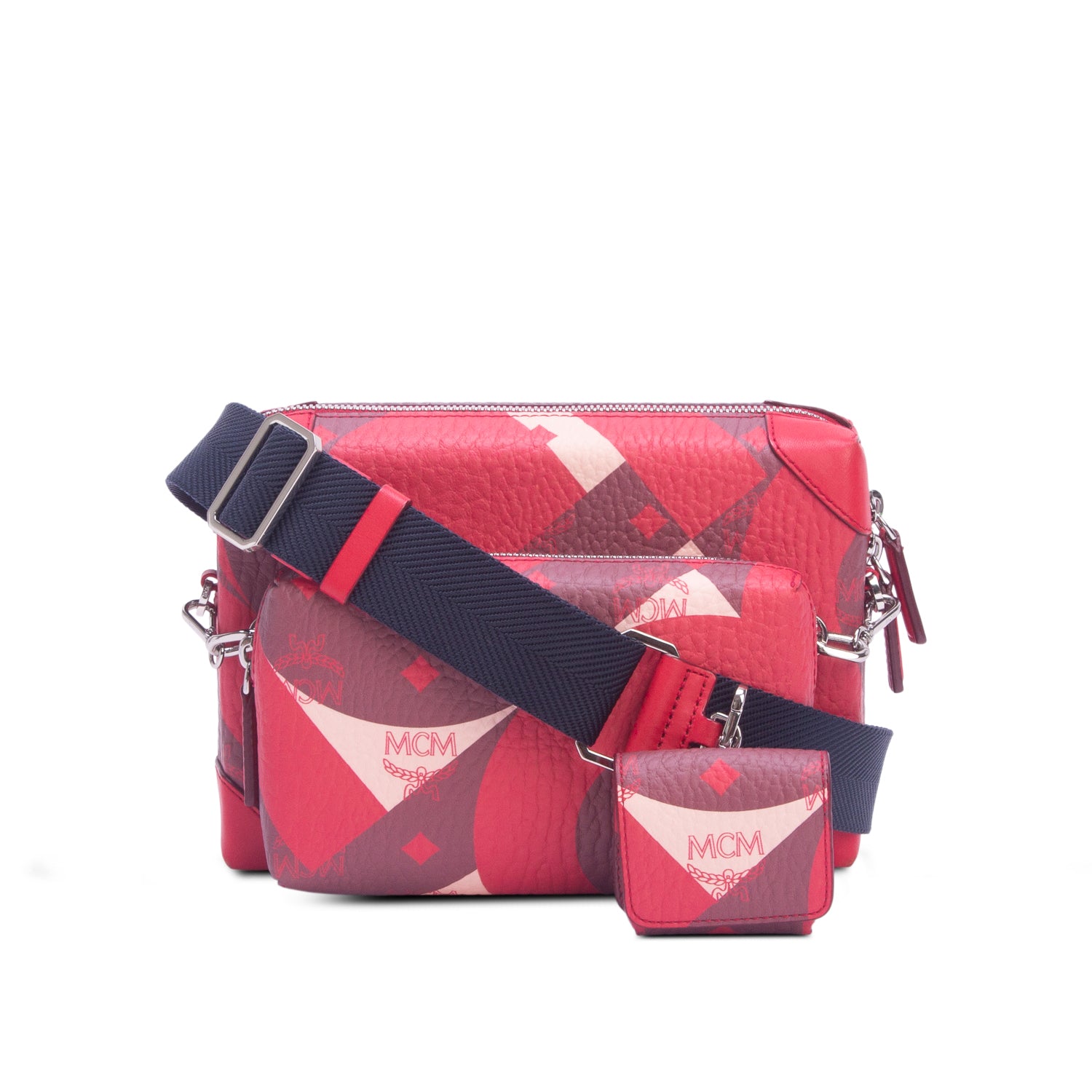 MCM Red Printed Visetos Klassik Multifunction Crossbody Bag