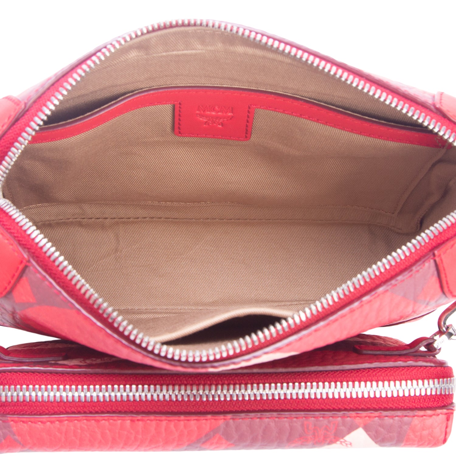MCM Red Printed Visetos Klassik Multifunction Crossbody Bag