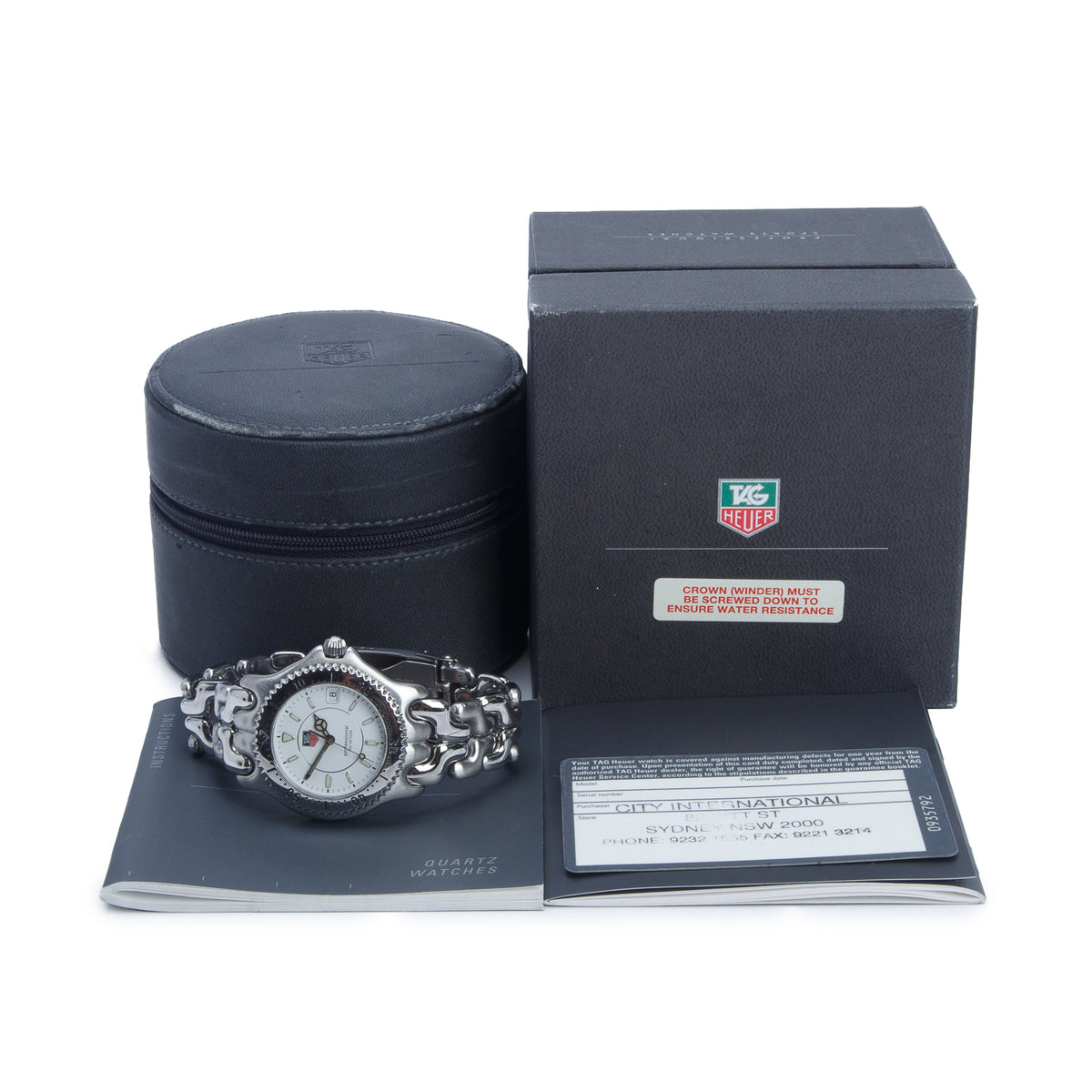 Tag Heuer Stainless Steel Professional 200M Link 38 MM Quartz Watch White Dial WG1112-0 w/ Box