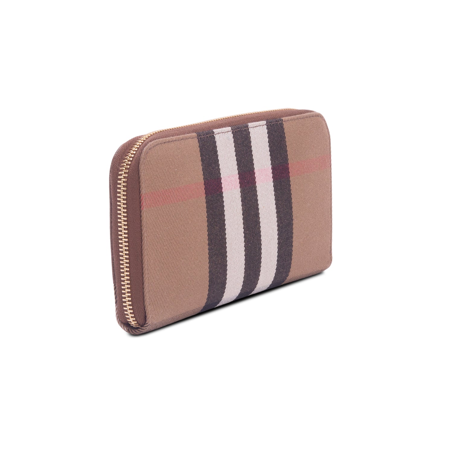 Burberry Large Check and Brown Leather Long Zip Wallet