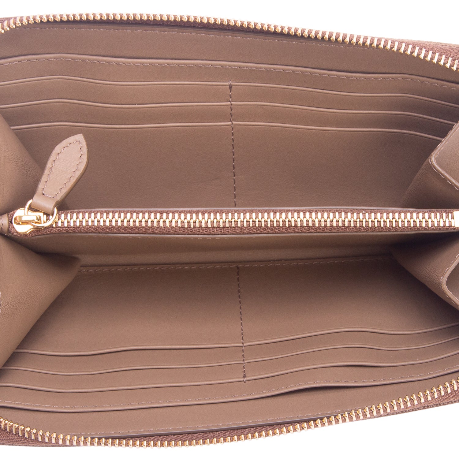 Burberry Large Check and Brown Leather Long Zip Wallet
