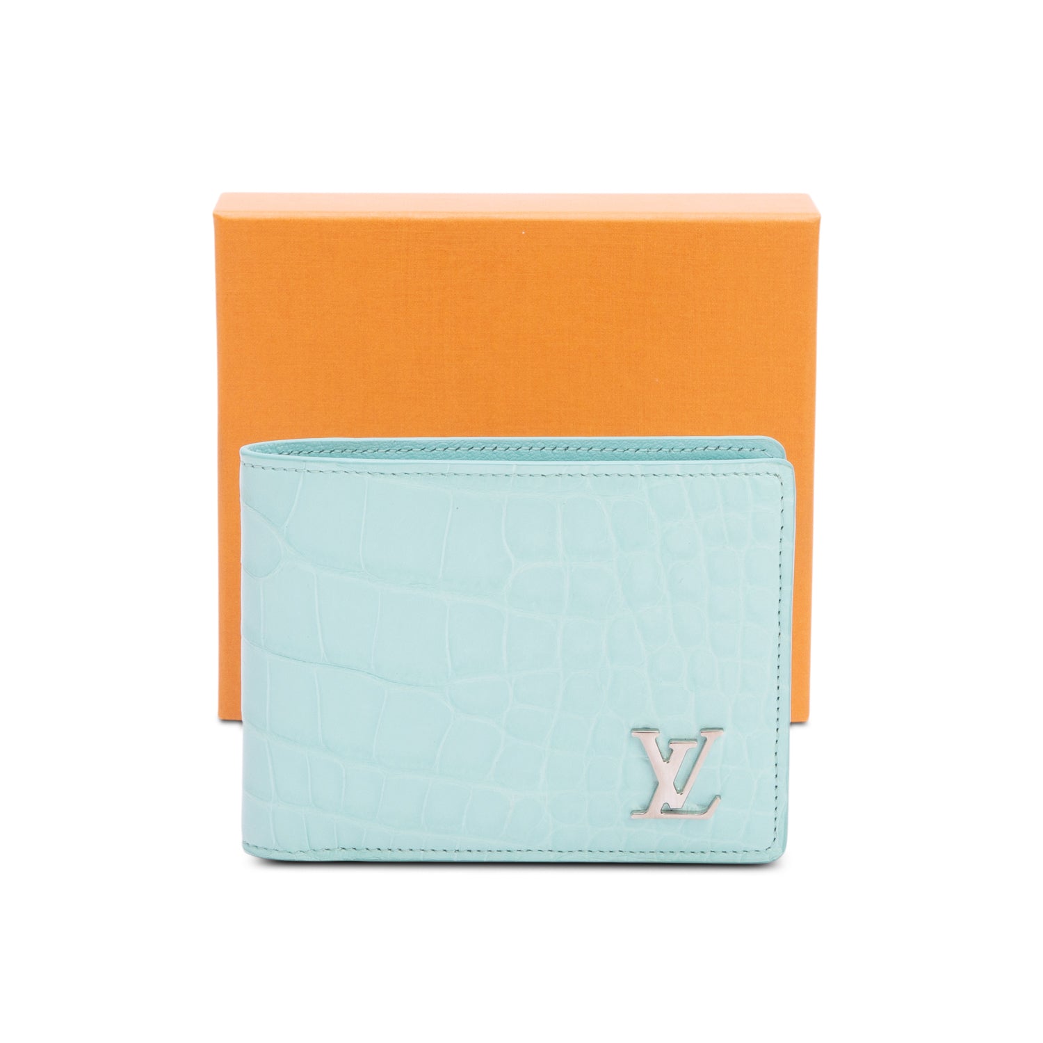 Louis Vuitton Light Blue Lagoon Alligator Multiple Wallet w/ Box
