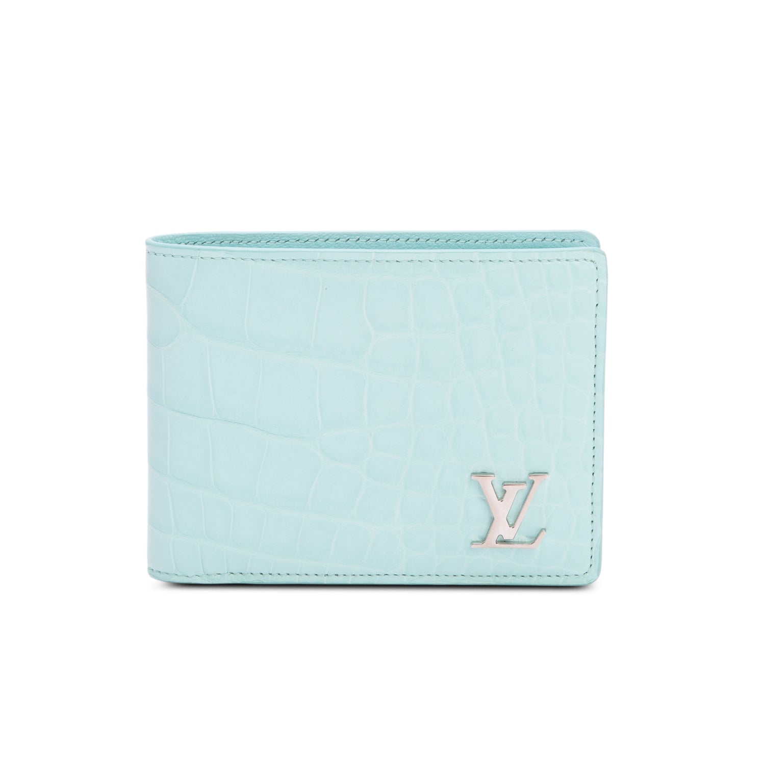 Louis Vuitton Light Blue Lagoon Alligator Multiple Wallet w/ Box