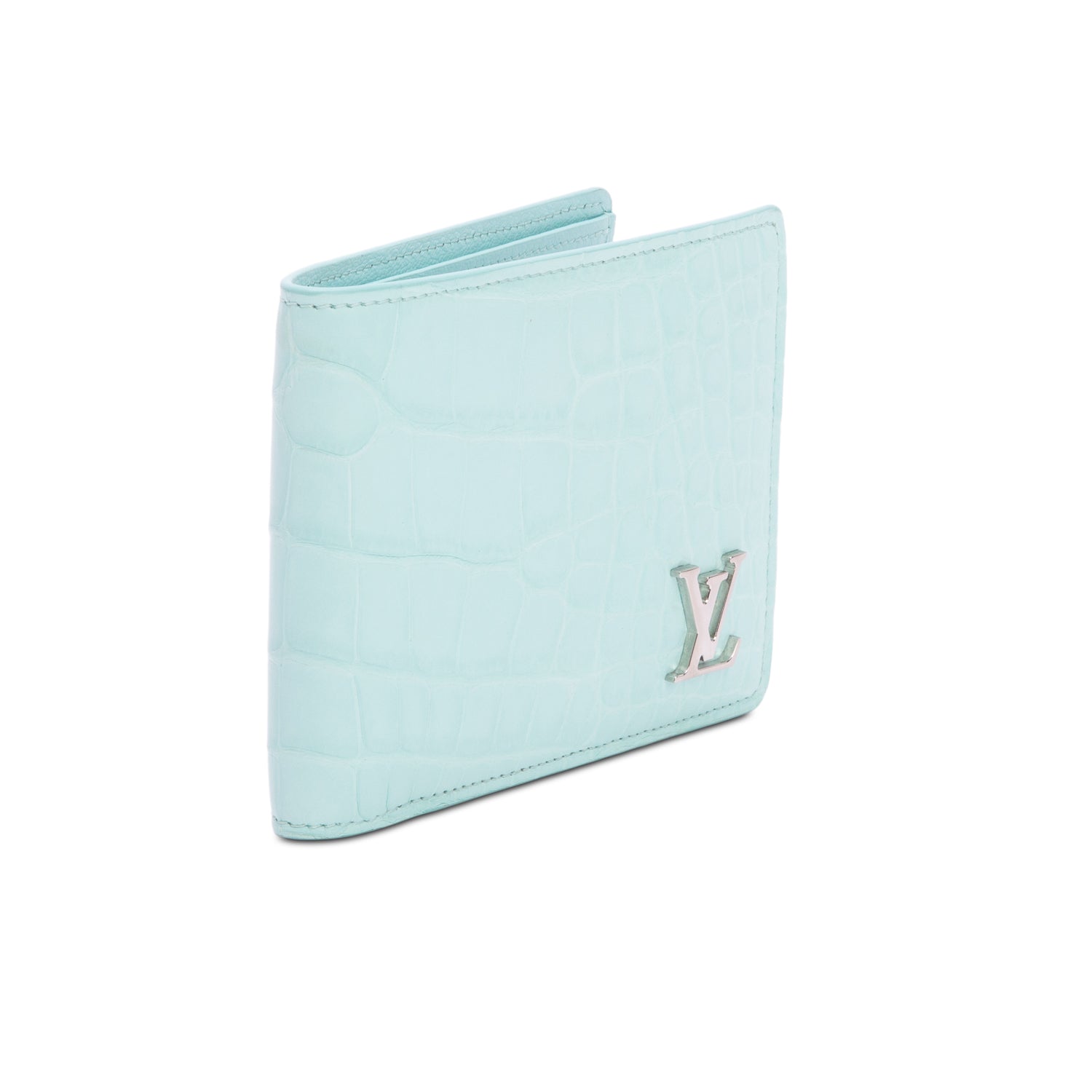 Louis Vuitton Light Blue Lagoon Alligator Multiple Wallet w/ Box
