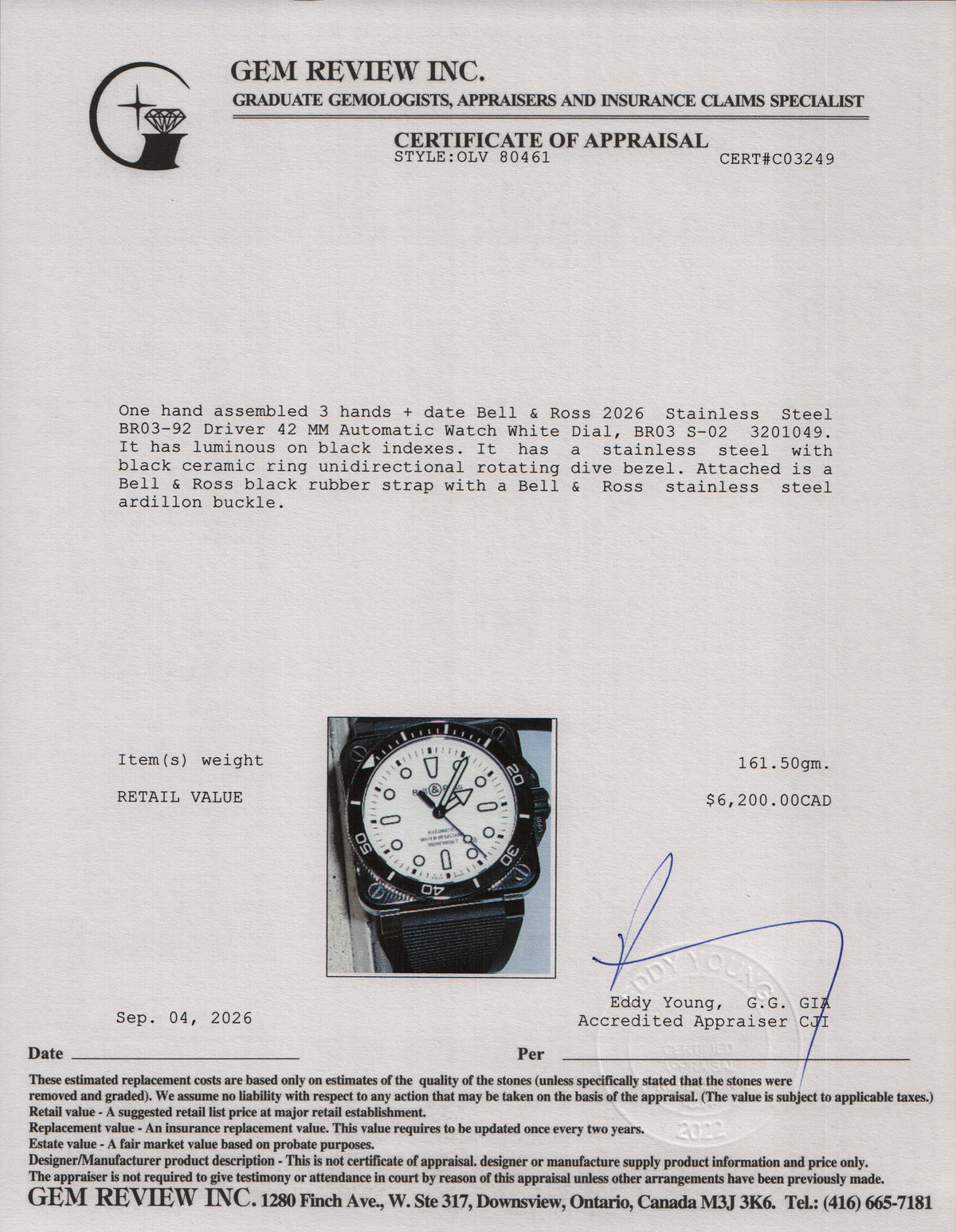 Bell & Ross 2026 Stainless Steel BR03-92 Driver 42 MM Automatic Watch White Dial w/ Box & Papers