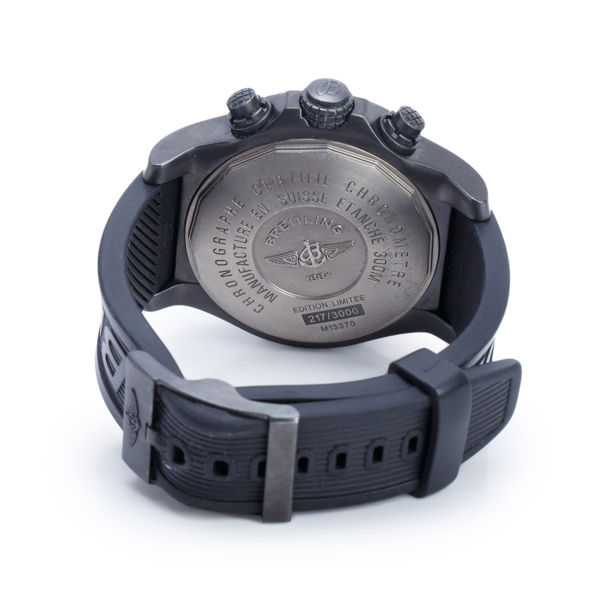 Breitling Limited Edition Black Stainless Steel Super Avenger 48 MM Automatic Chronograph Watch Black Dial M13370 w/ Papers