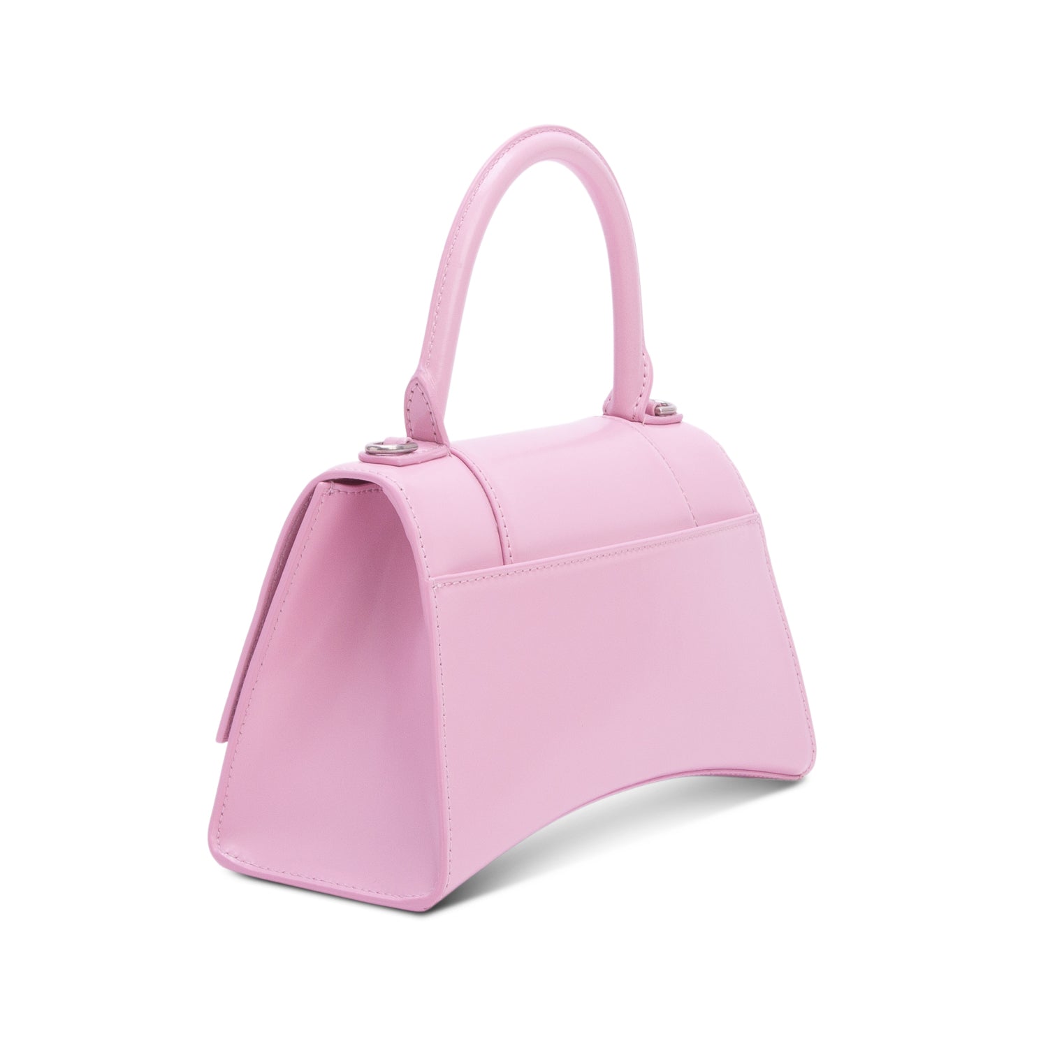 Balenciaga Pink Shiny Box Calfskin Leather Small Hourglass Top Handle Bag w/ Strap