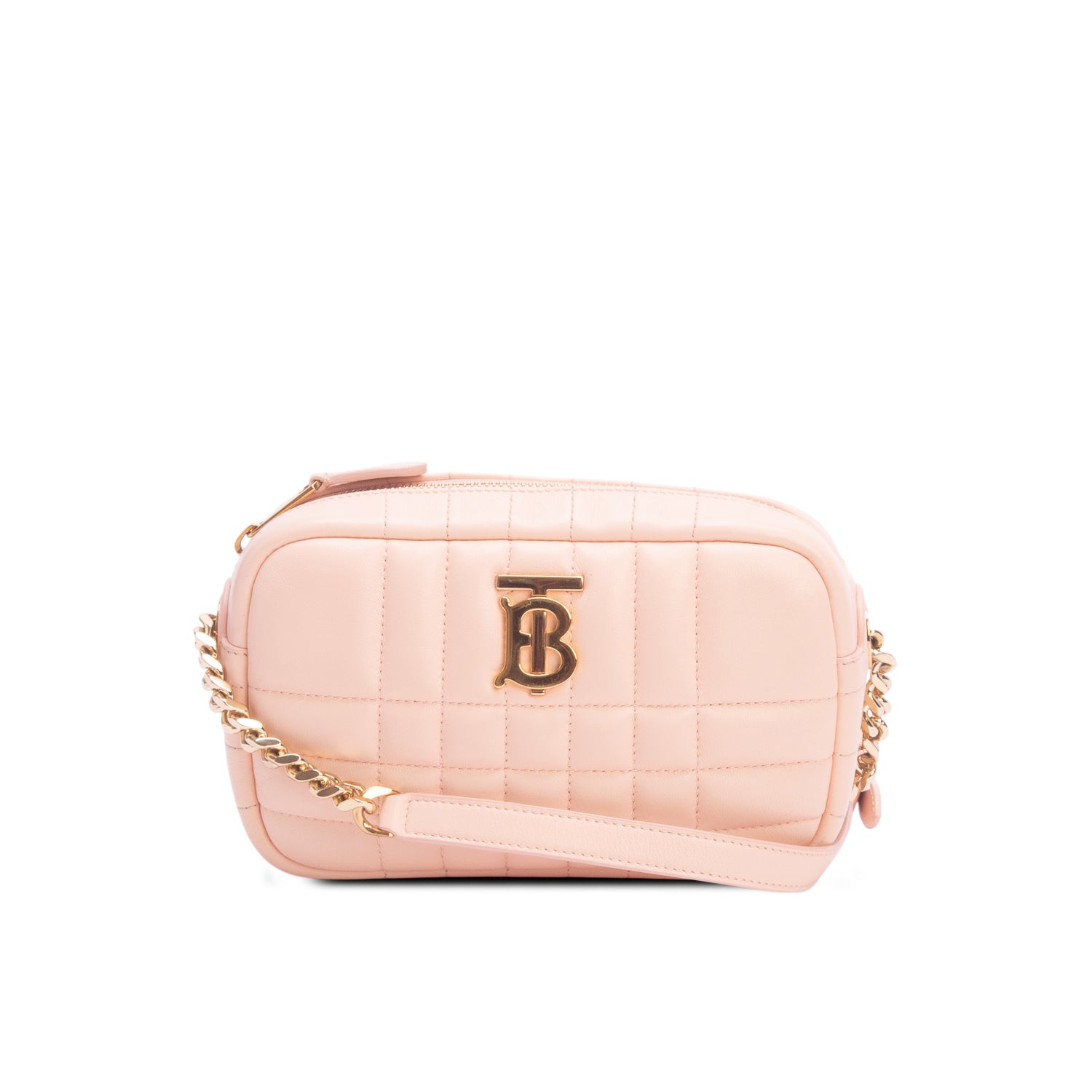 Burberry Pink Calfskin Quilted Small Lola Camera Bag