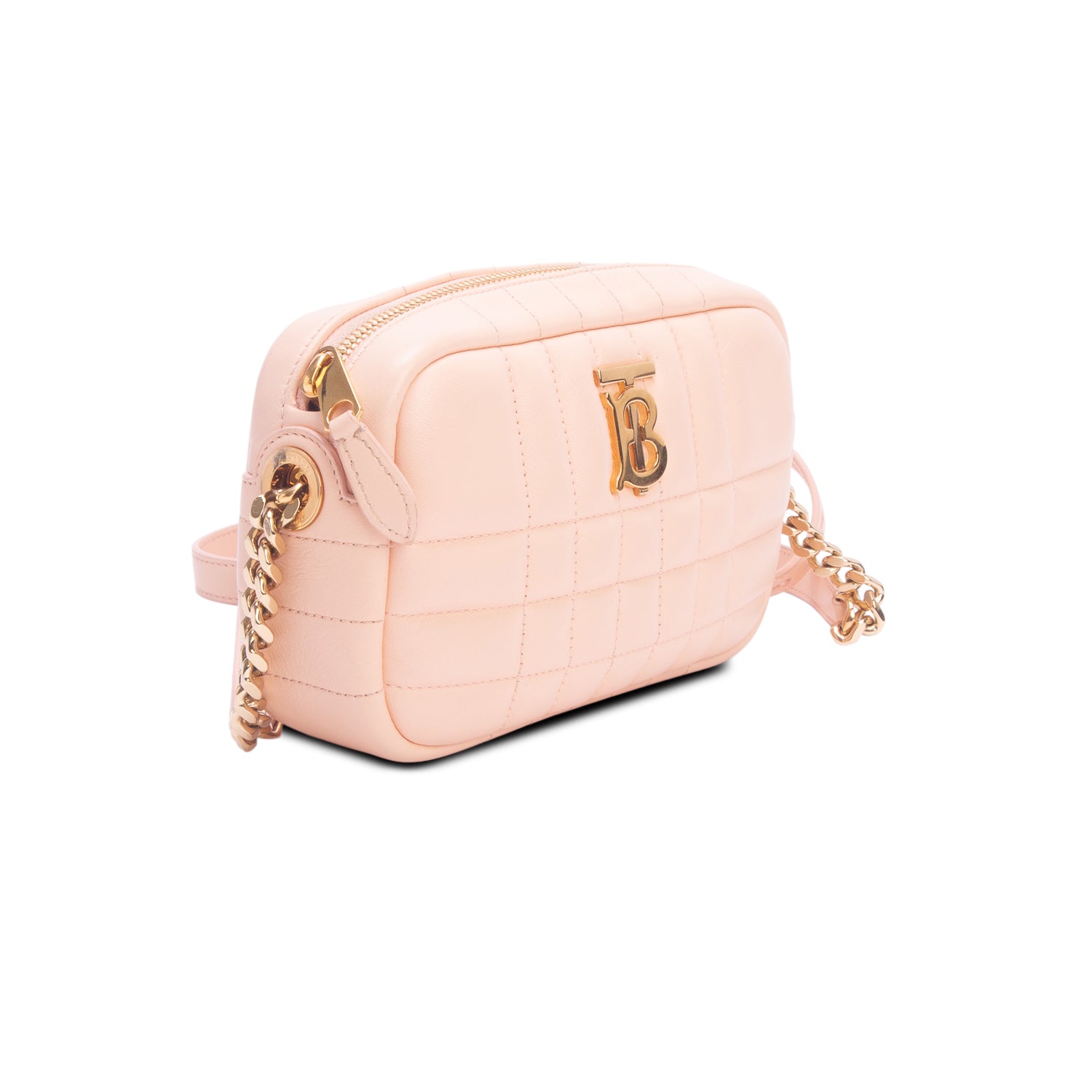 Burberry Pink Calfskin Quilted Small Lola Camera Bag