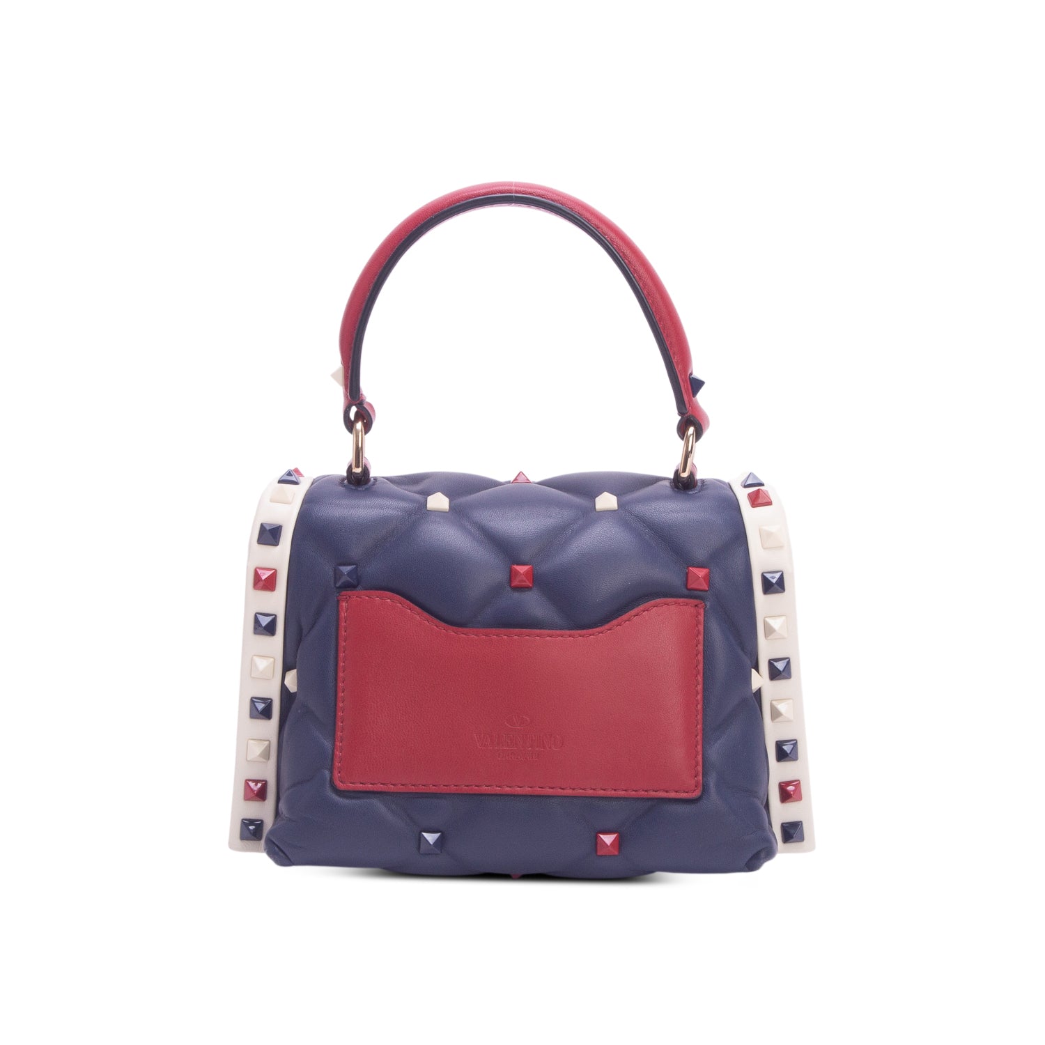 Valentino Navy Nappa Mini Candy Stud Top Handle Bag w/ Strap