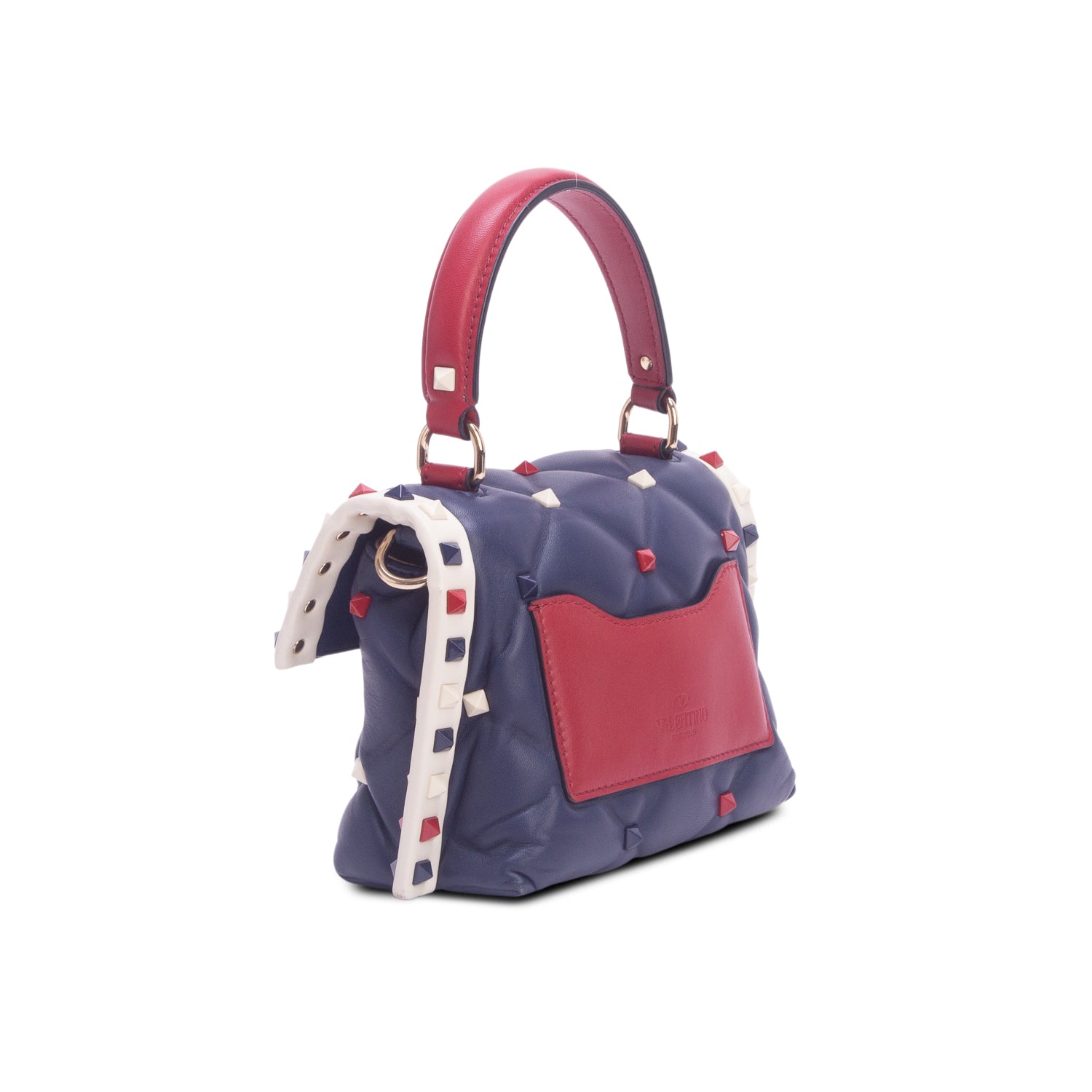 Valentino Navy Nappa Mini Candy Stud Top Handle Bag w/ Strap
