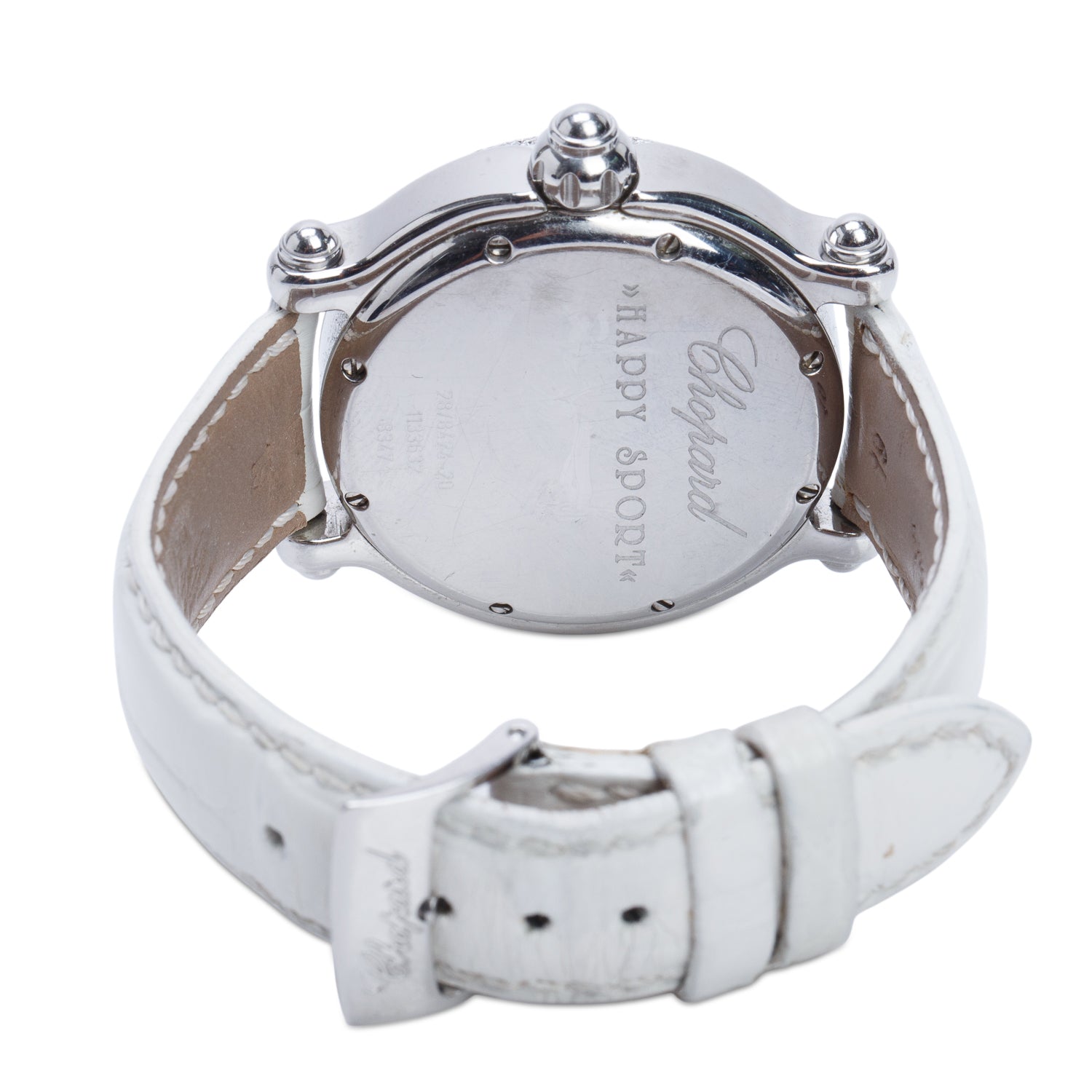 Chopard Stainless Steel & 18k White Gold Diamond Bezel Happy Sport Floating Diamond & Horseshoe 38 MM Quartz Watch Mother of Pearl Dial w/ Box, Extra Straps & Papers