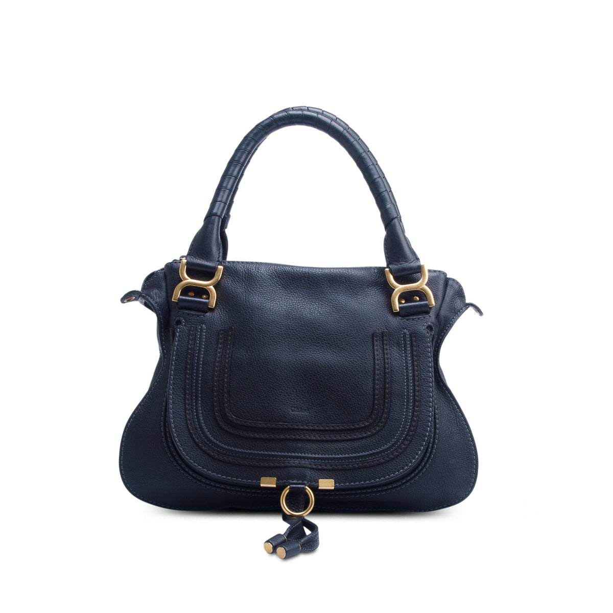 Chloe Black Calfskin Leather Medium Marcie Shoulder Bag w/ Strap