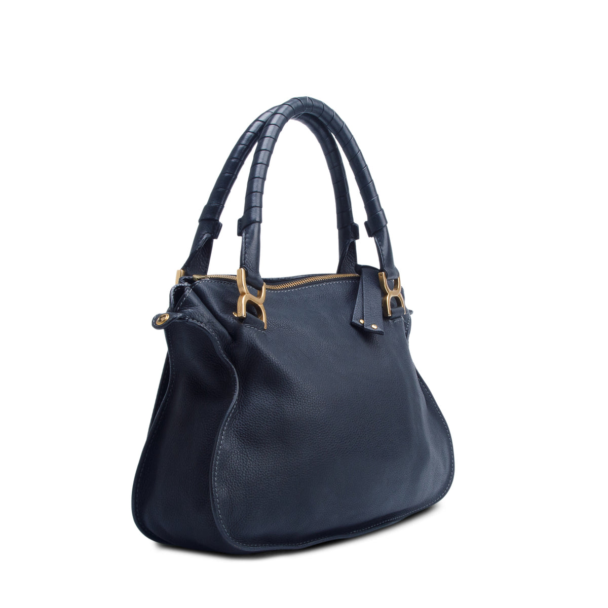 Chloe Black Calfskin Leather Medium Marcie Shoulder Bag w/ Strap