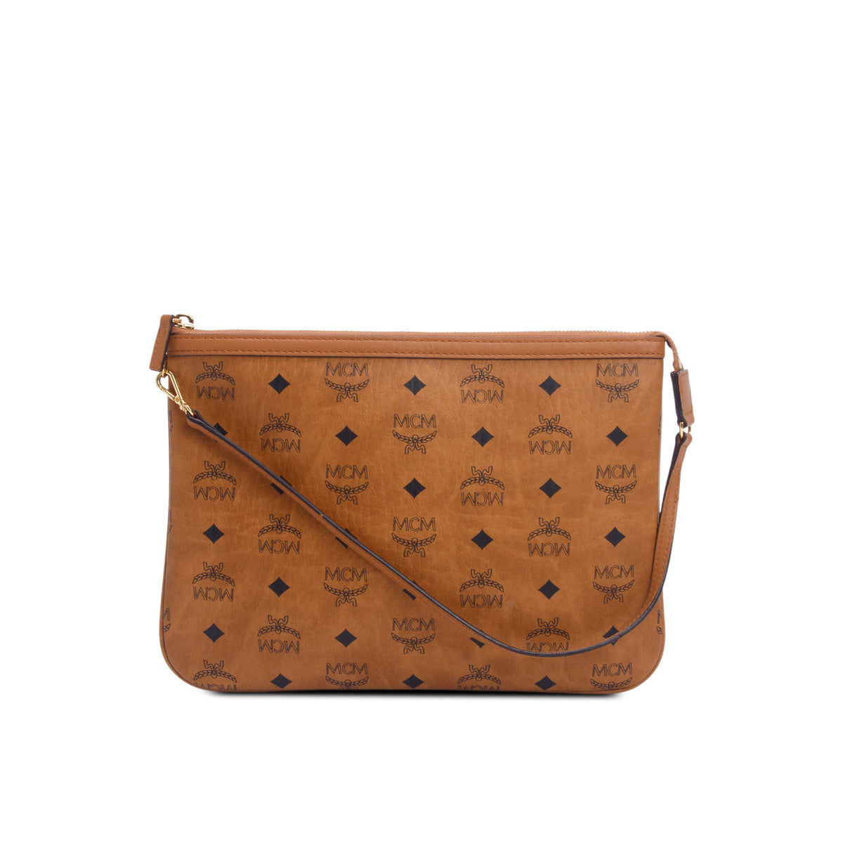 MCM Cognac Visetos Original Medium Pouch