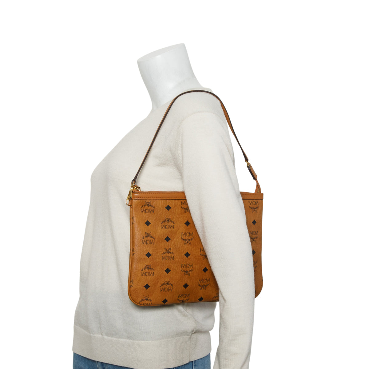 MCM Cognac Visetos Original Medium Pouch