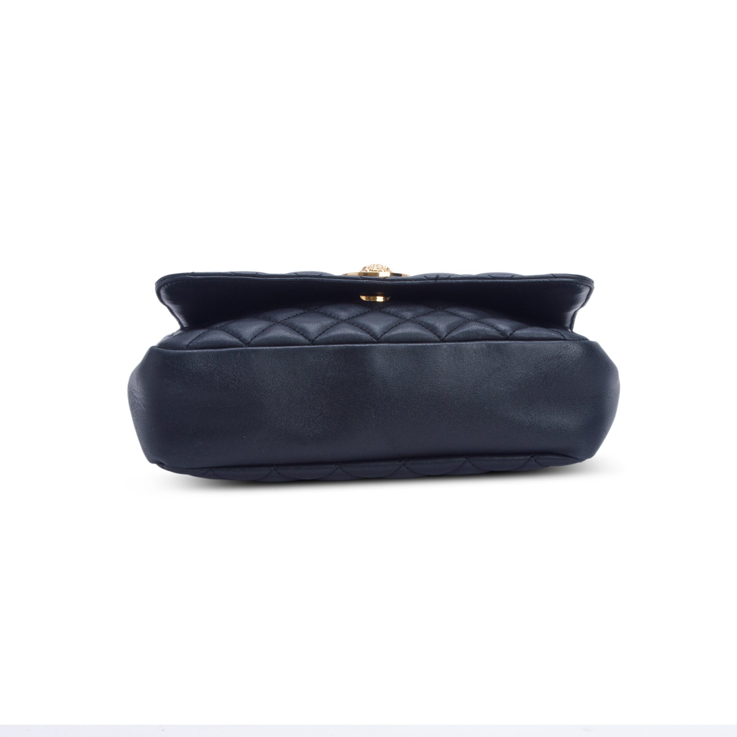 Versace Black Nappa Quilted Leather La Medusa Chain Shoulder Bag
