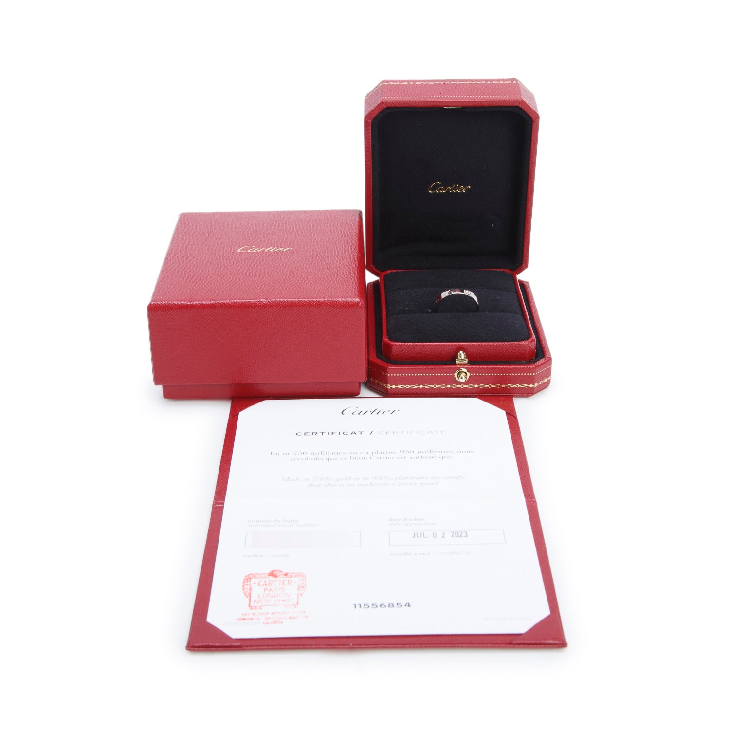 Cartier 2023 18k White Gold 3.6 MM Love Wedding Band Ring, Size 55 7.25 w/ Box, Receipt & Certificate