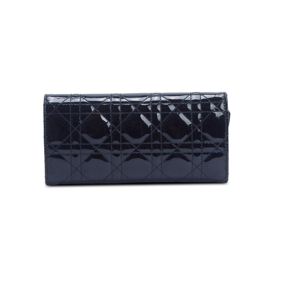 Christian Dior Black Patent Cannage Leather Lady Dior Rendezvous Wallet