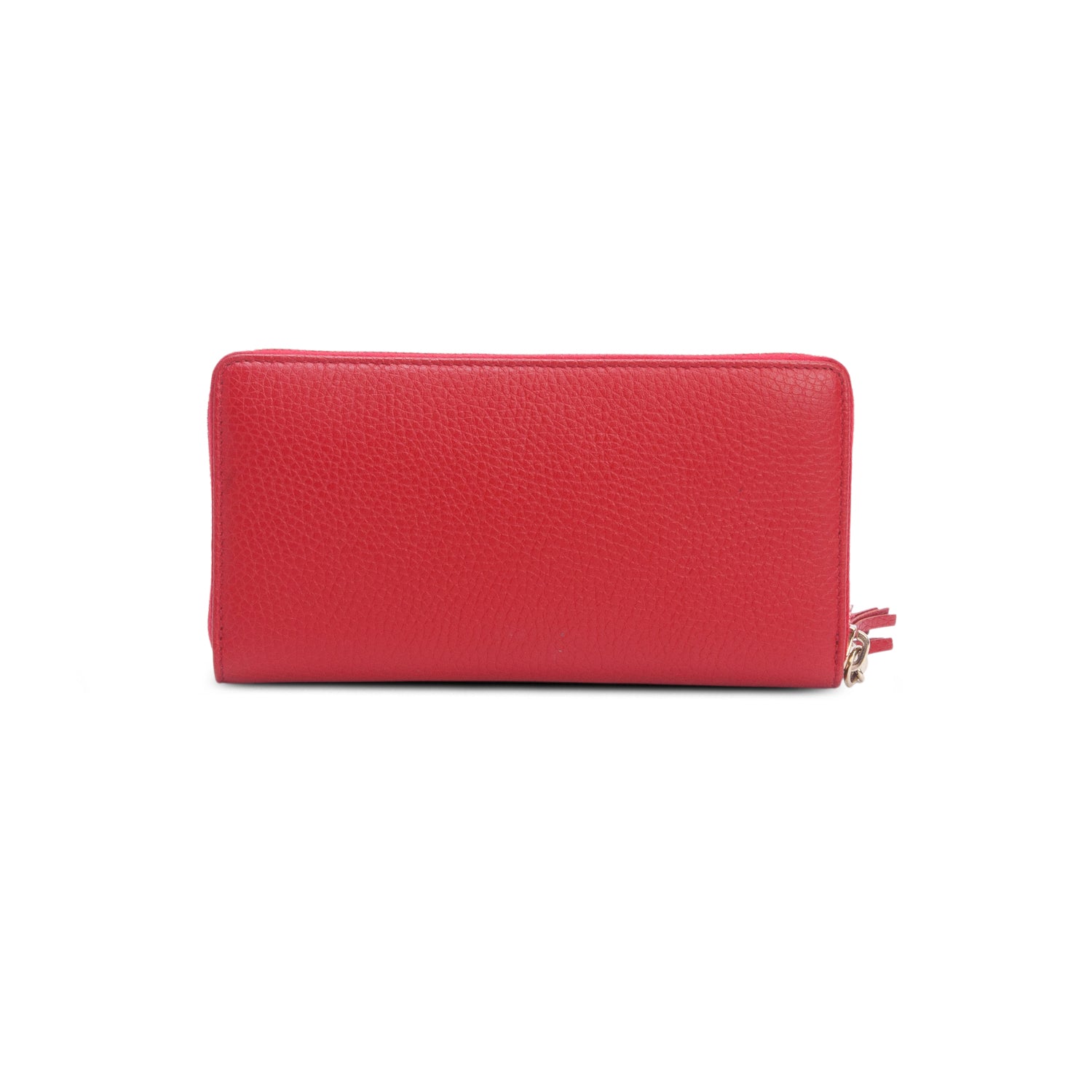 Gucci Red Pebbled Calfskin Soho Zip Around Wallet w/ Box