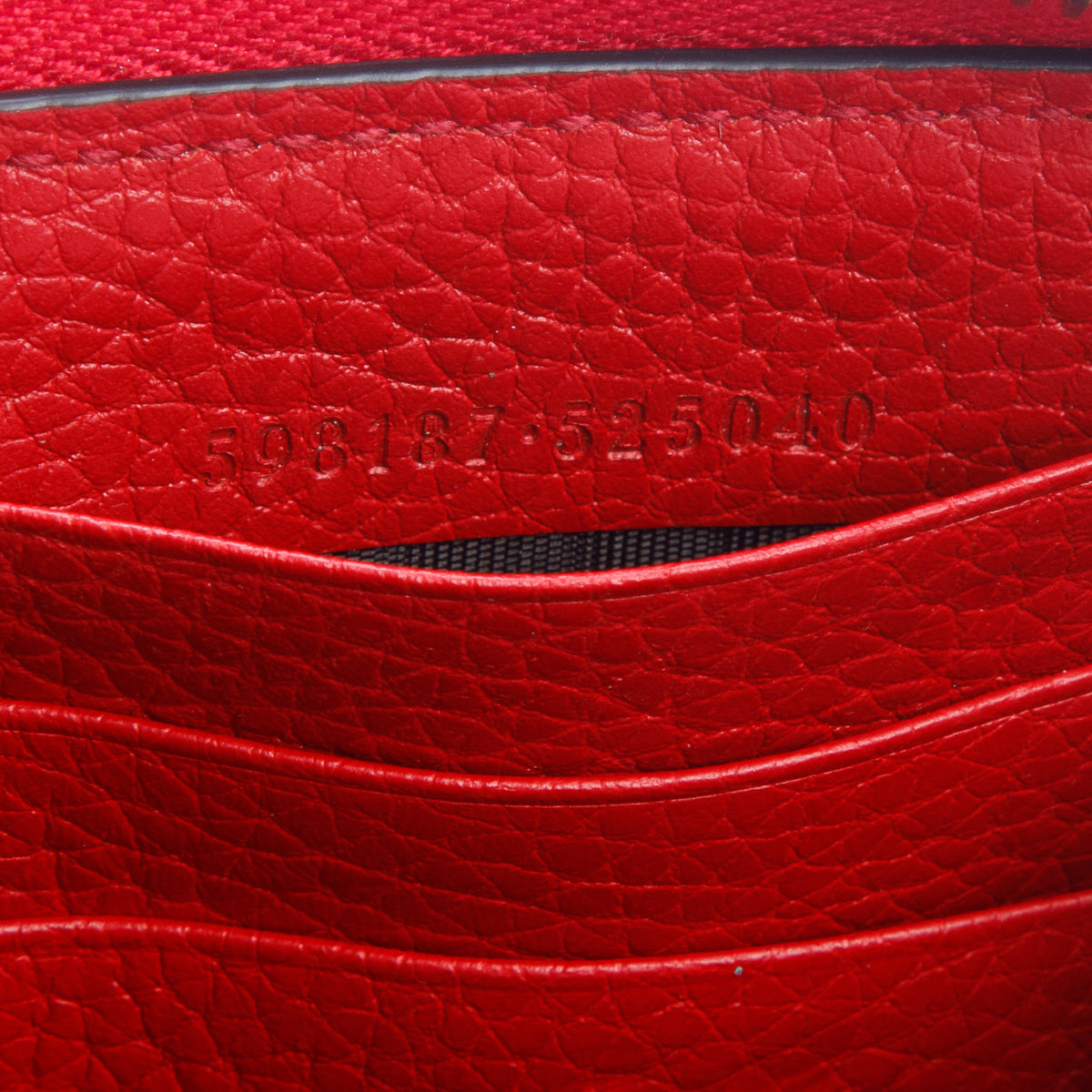 Gucci Red Pebbled Calfskin Soho Zip Around Wallet w/ Box