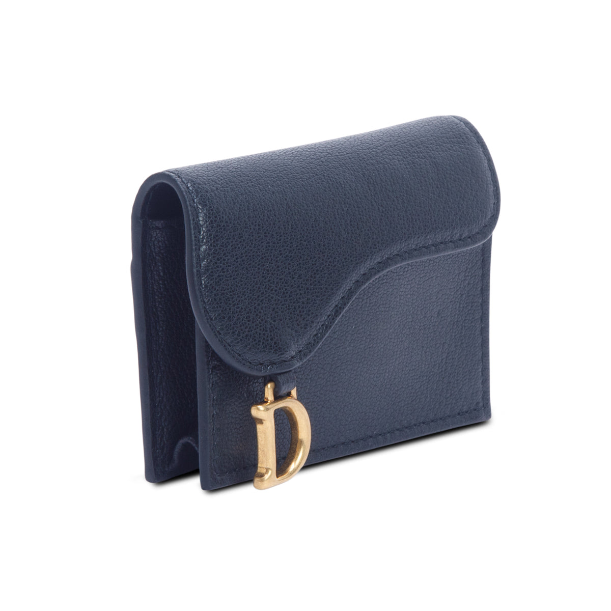 Christian Dior 2022 Black Grained Calfskin Saddle Bloom Card Holder