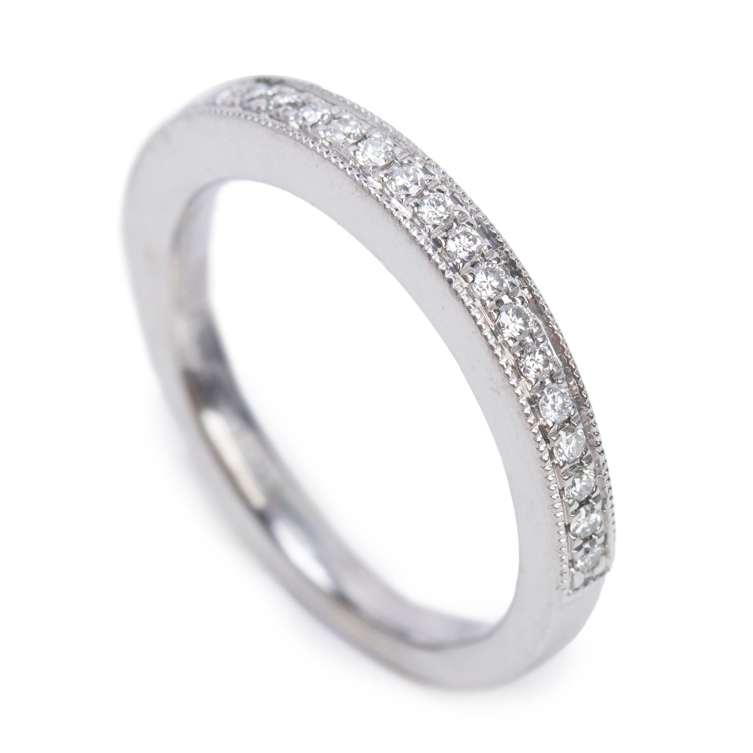 Vera Wang 14k White Gold 0.25 tcw. Love Diamond Half Eternity Wedding Band Ring, Size 6.5