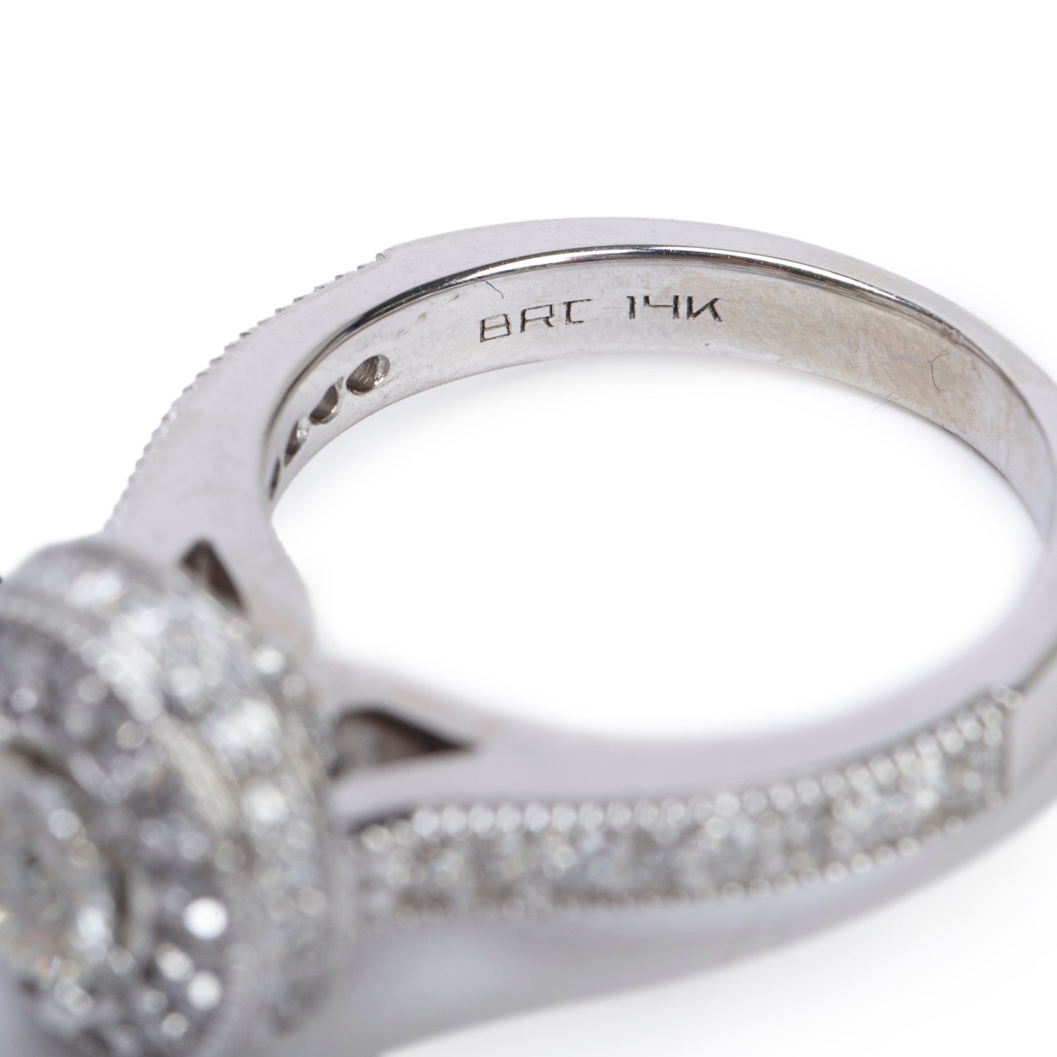 14k White Gold 0.60 ct. Round Cut Diamond Halo Top Engagement Ring, Size 6.75