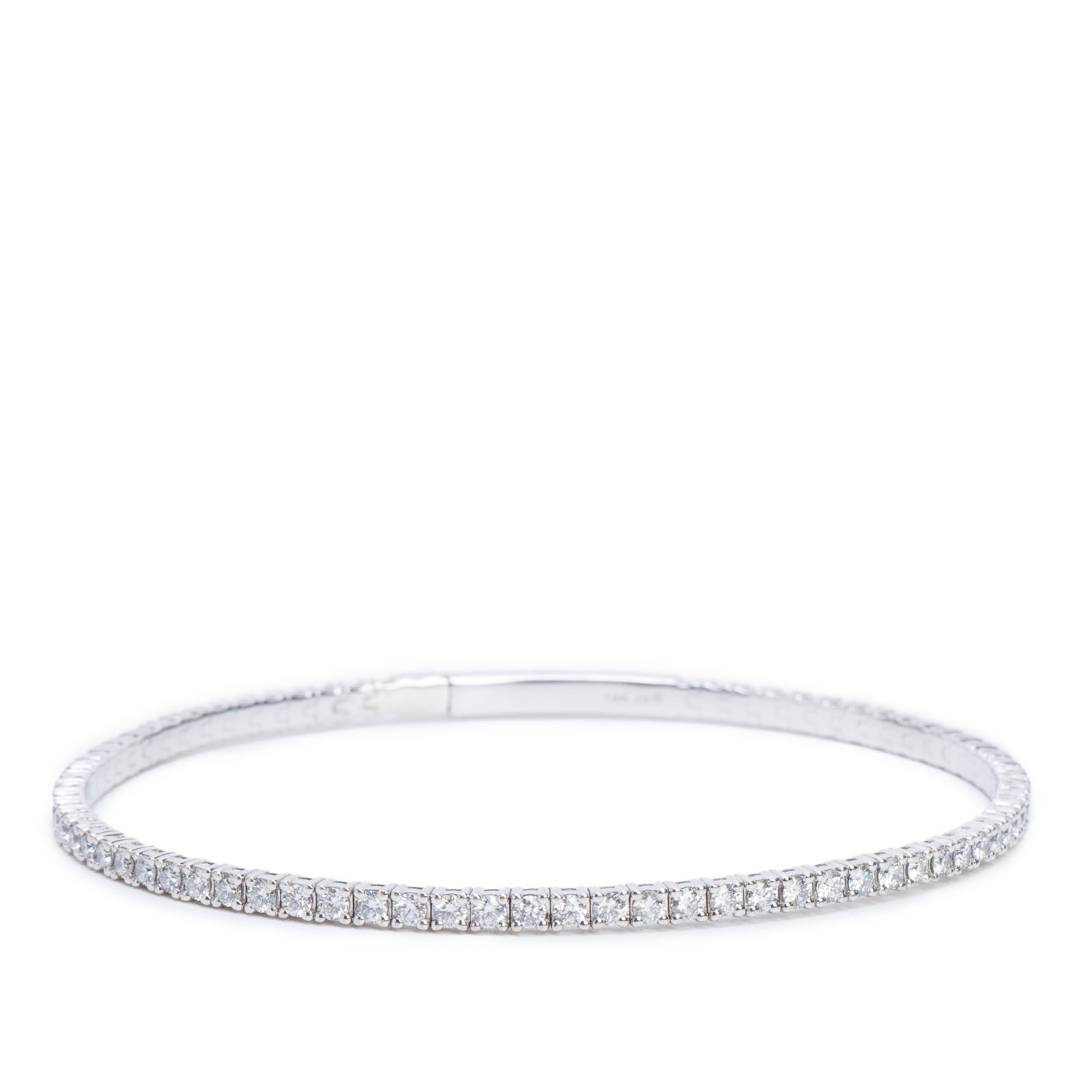 14k White Gold 2.37 tcw. Diamond Hinged Bangle Bracelet