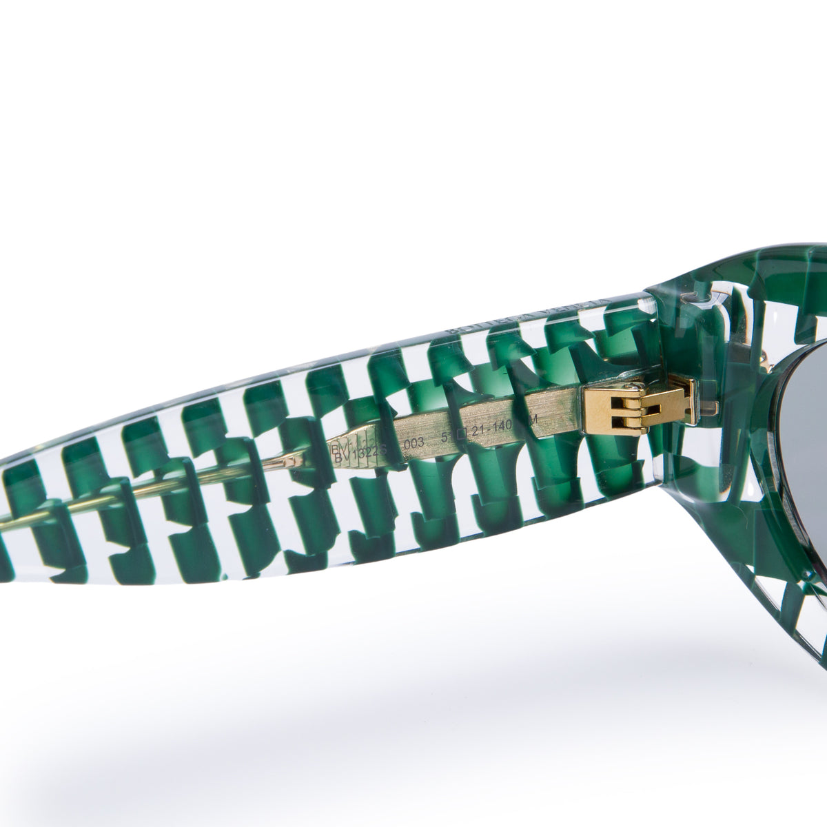 Bottega Veneta BV1322S Green Transparent Acetate Mitre Oval Sunglasses w/ Case
