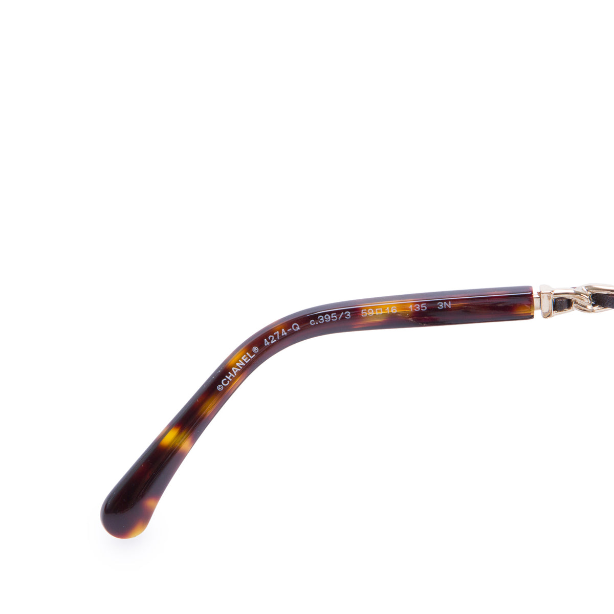 Chanel 4274-Q Gold Plated Havana Acetate Polarized Butterfly Sunglasses on Chain w/ Box & Case
