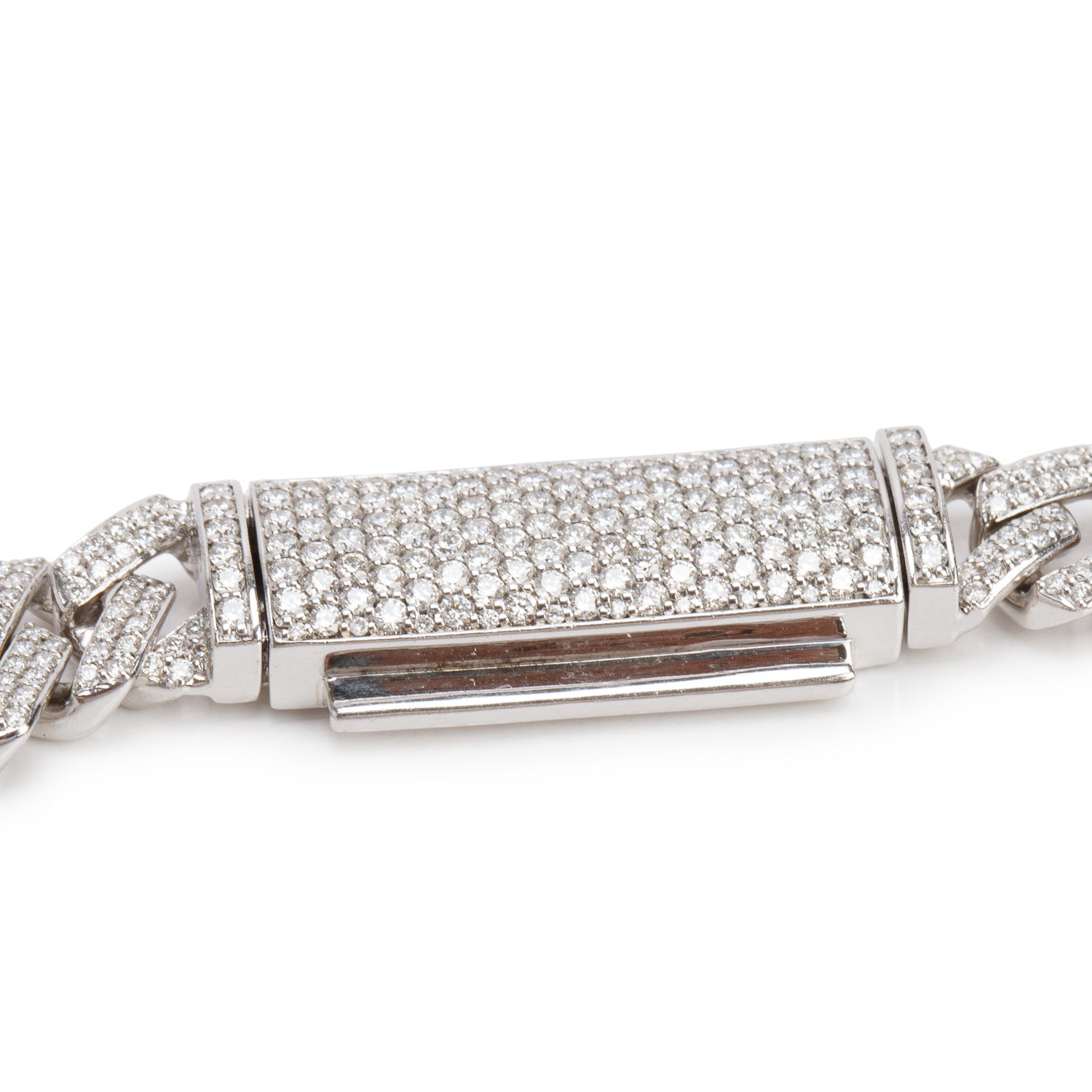 14k White Gold 11.73 tcw. Diamond Cuban Link Necklace