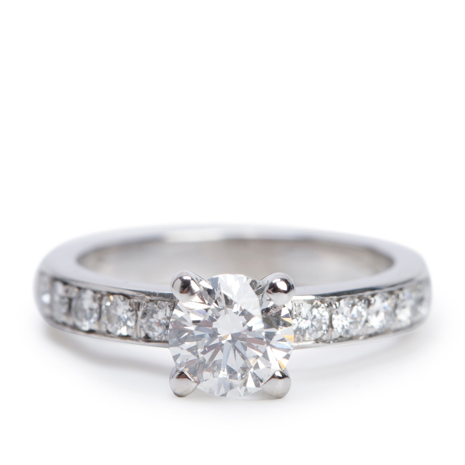 19k White Gold 0.78 ct. Round Cut Diamond Engagement Ring, Size 4.5