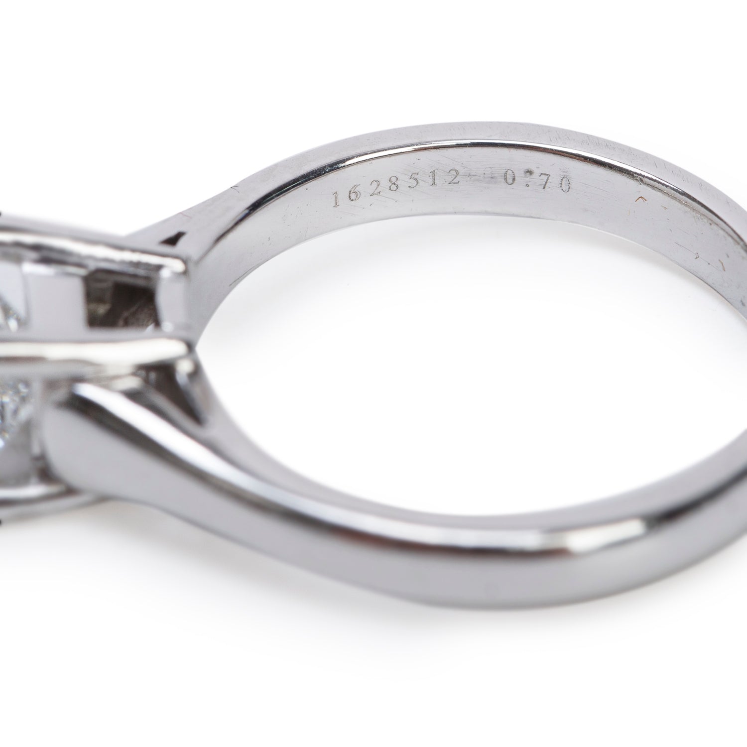 Birks Platinum 0.70 ct. Princess Cut Diamond Solitaire Engagement Ring, Size 4 w/ Box