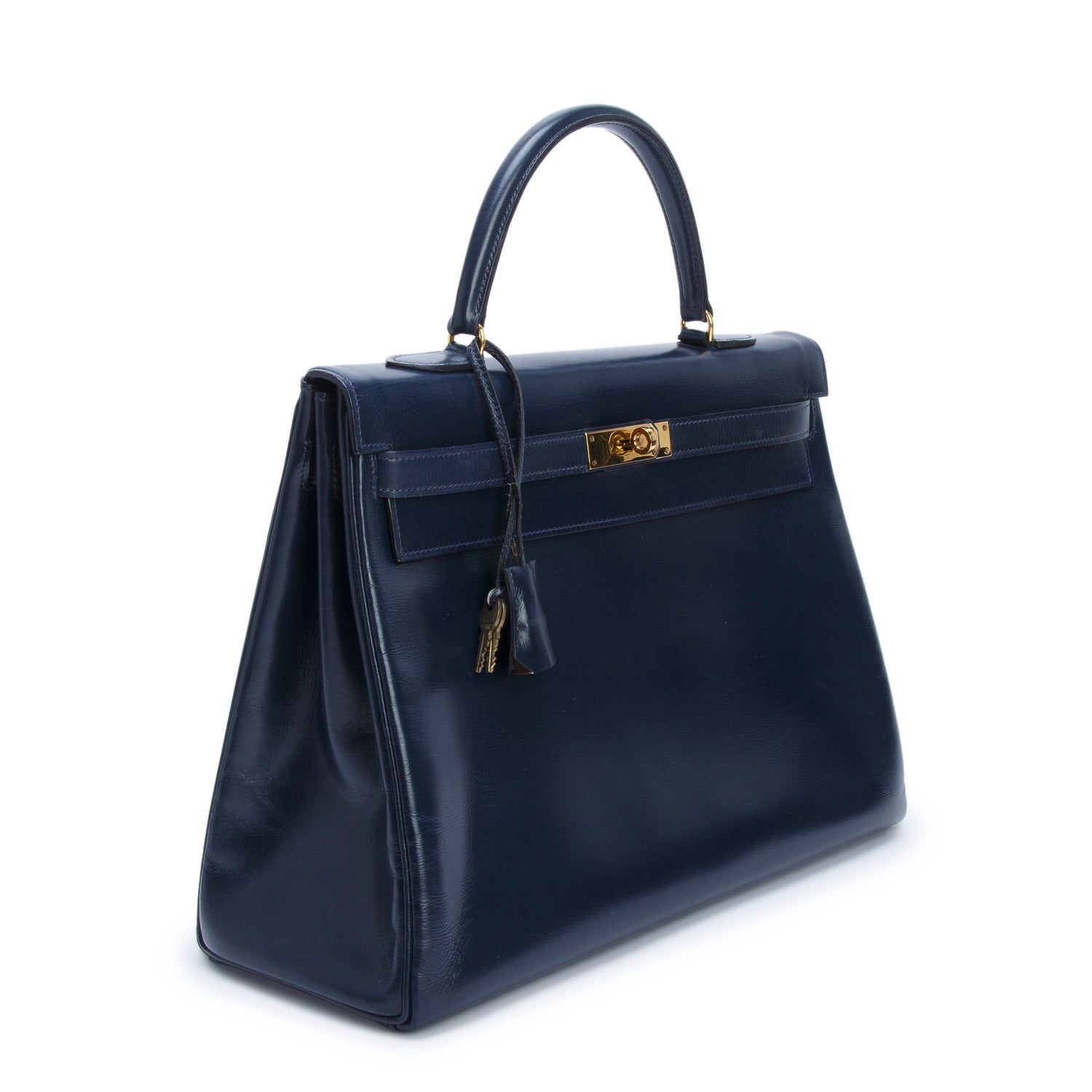 Hermes Vintage Bleu Marine Box Kelly Retourne 35