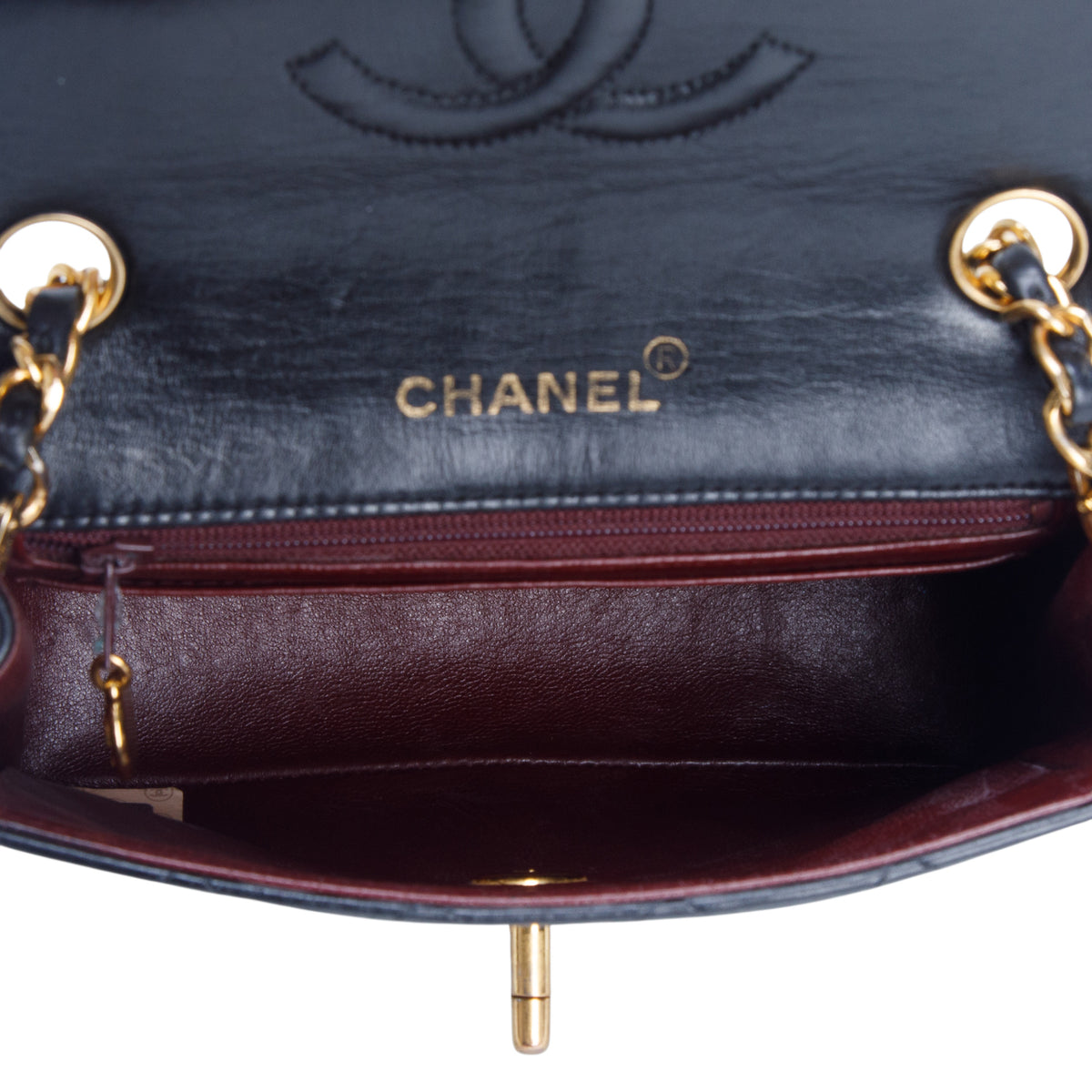 Chanel Vintage Black Lambskin Classic Mini Square Flap