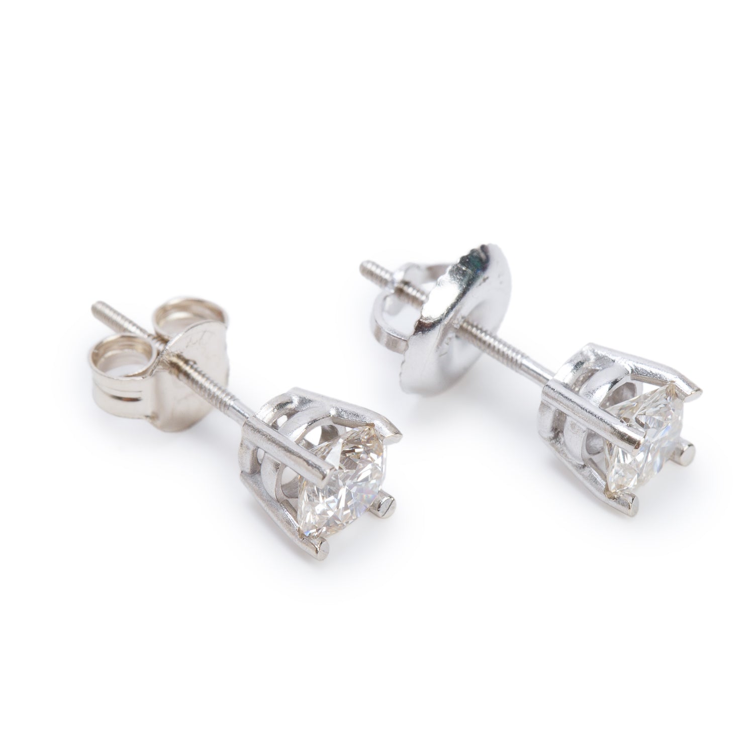 14k White Gold 0.75 tcw. Diamond Stud Earrings