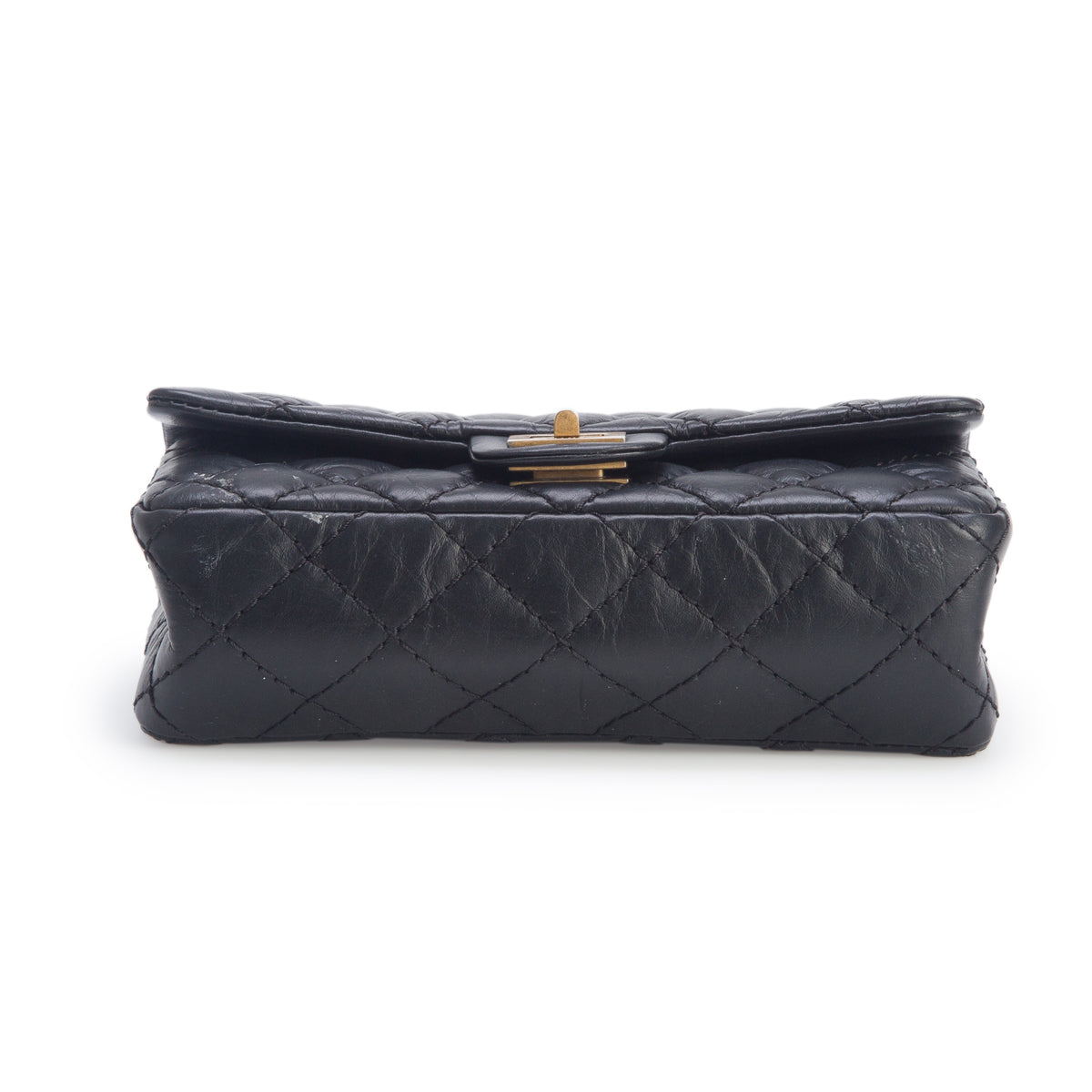 Chanel Black Aged Calfskin Quilted 2.55 Reissue Chain Waist Bag w/ Box
