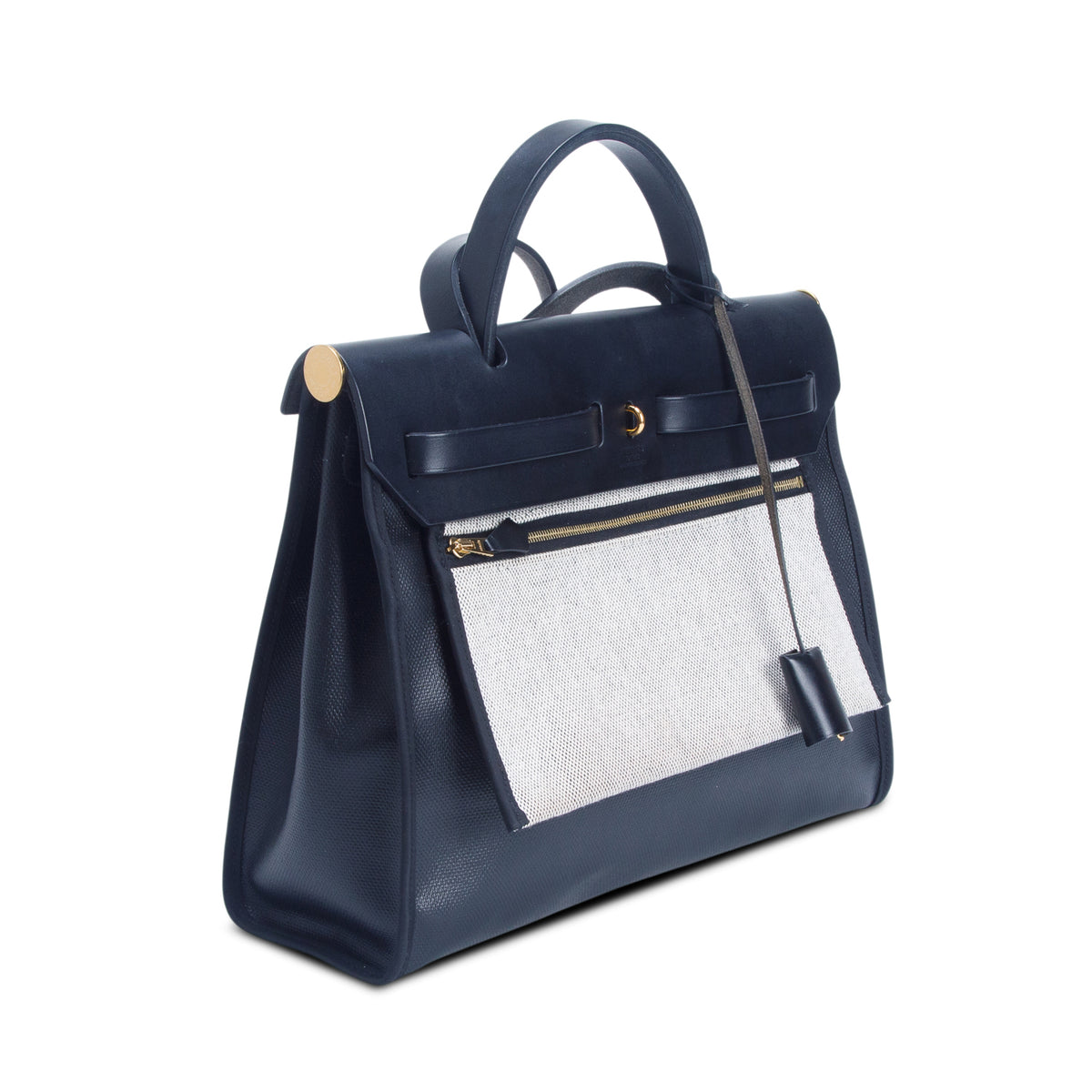 Hermes 2024 Noir Toile H Berline Vache Hunter Herbag Zip PM 31 w/ Pouch
