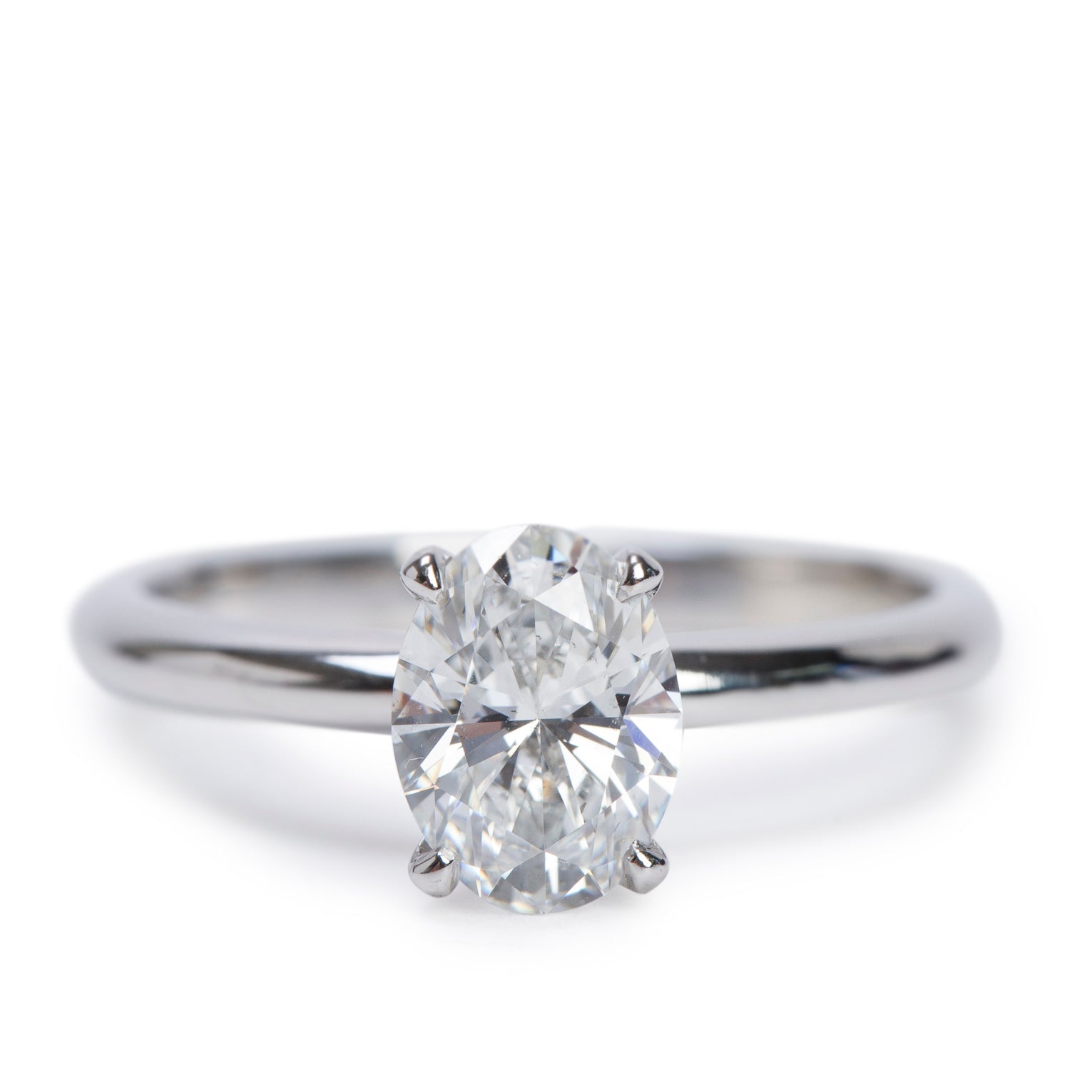 14k White Gold 1.08 ct. Oval Cut Solitaire Diamond Engagement Ring, Size 6