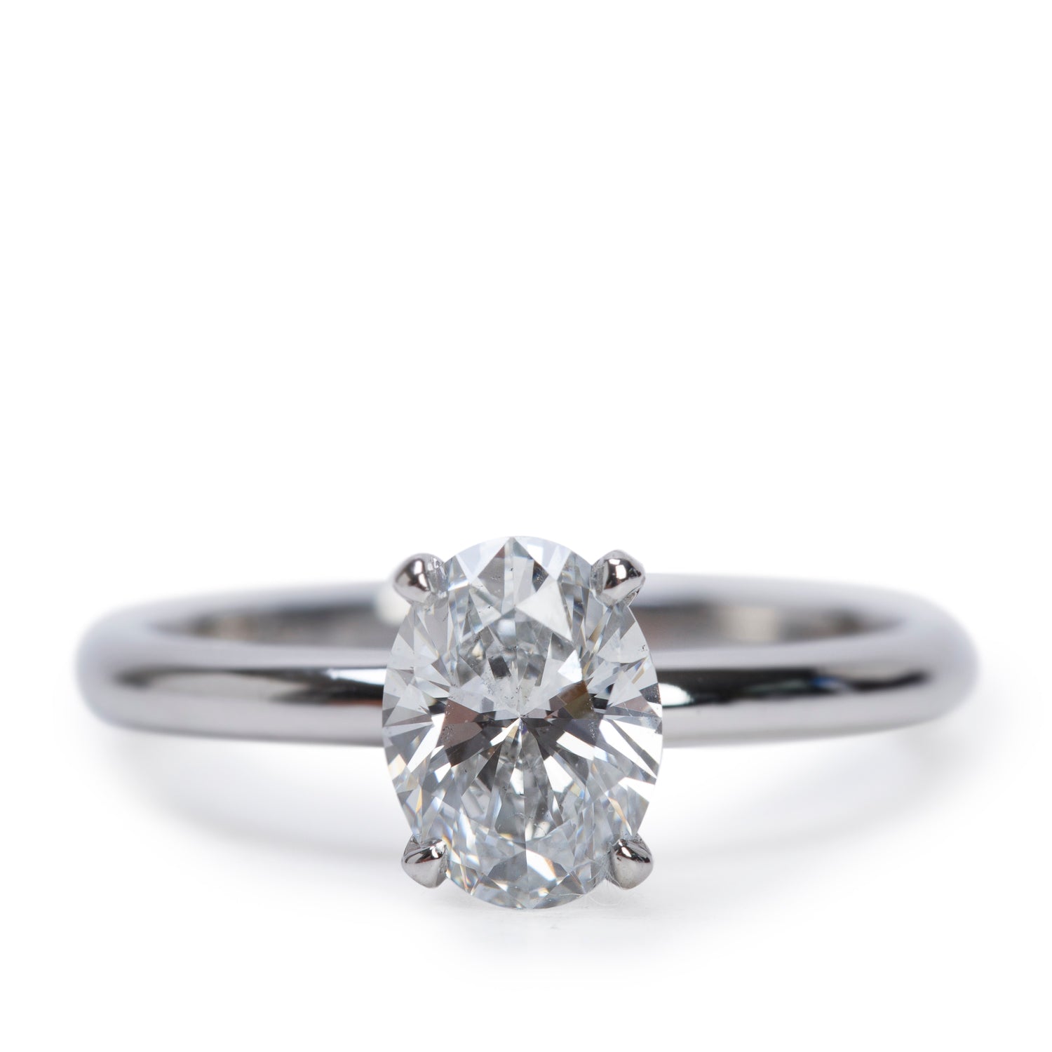 14k White Gold 1.08 ct. Oval Cut Solitaire Diamond Engagement Ring, Size 6
