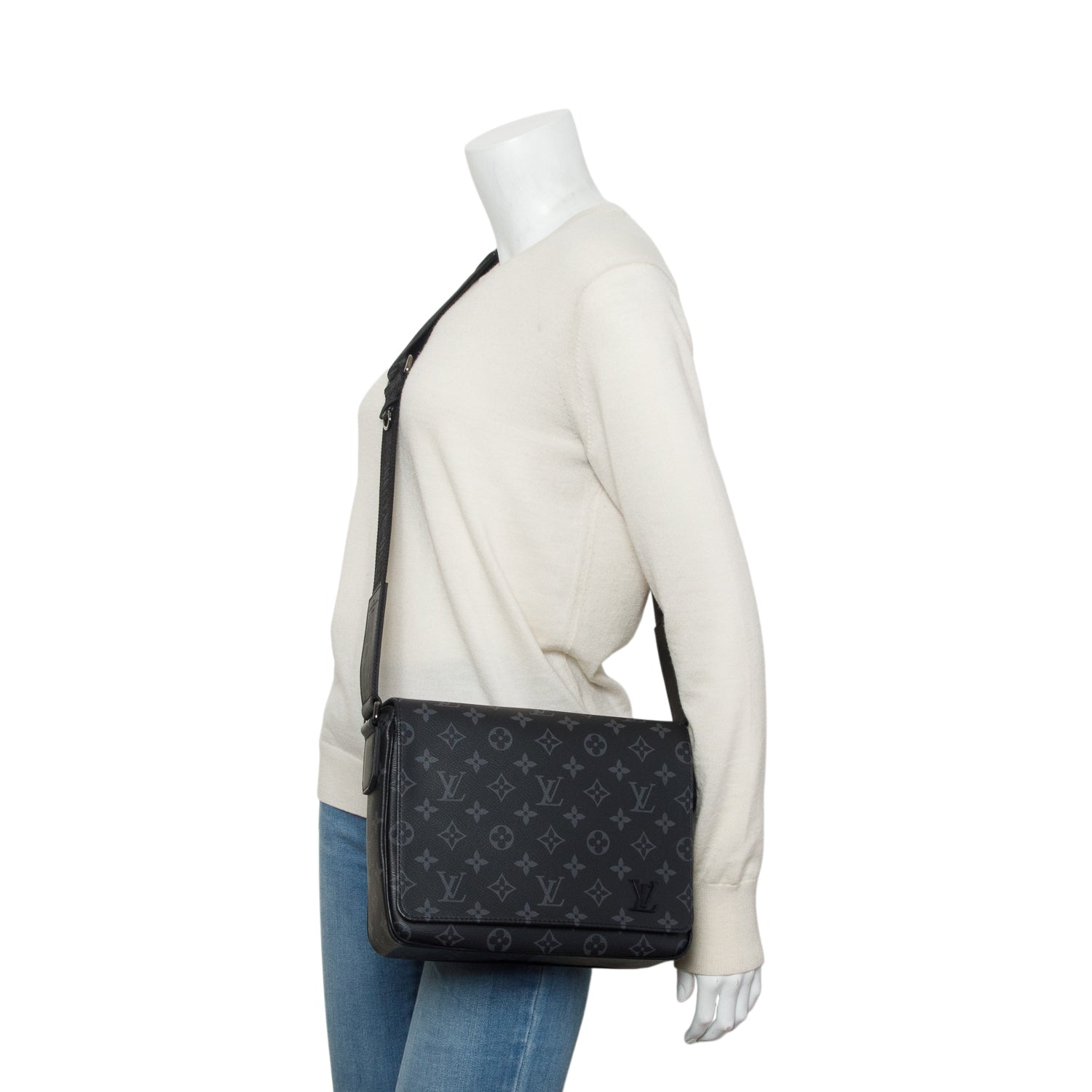 Louis Vuitton Monogram Eclipse District PM Bag w/ Box