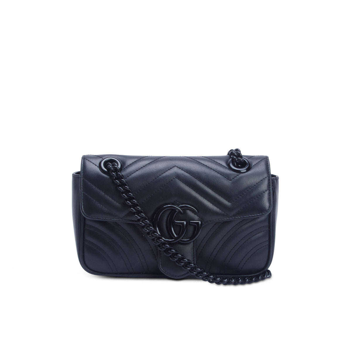 Gucci Black GG Marmont Matelasse Monochrome Small Shoulder Bag