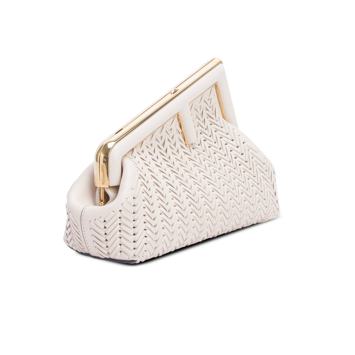Fendi Beige Vitello Grace Intreccio Nappa Small First Bag w/ Strap