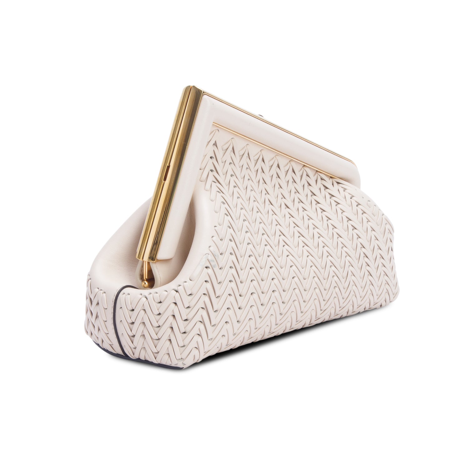 Fendi Beige Vitello Grace Intreccio Nappa Small First Bag w/ Strap