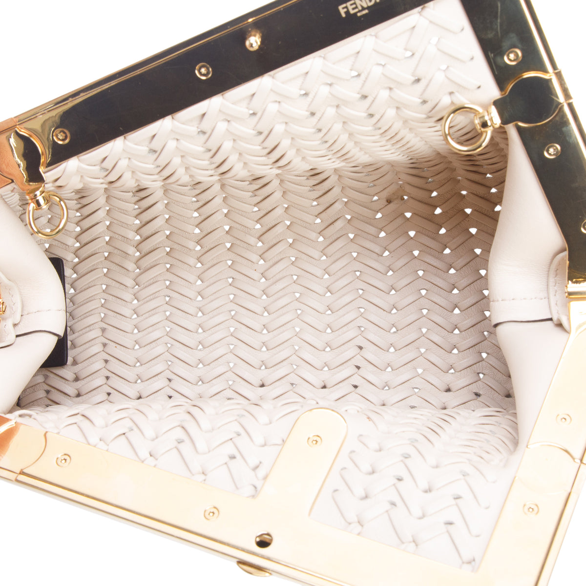 Fendi Beige Vitello Grace Intreccio Nappa Small First Bag w/ Strap