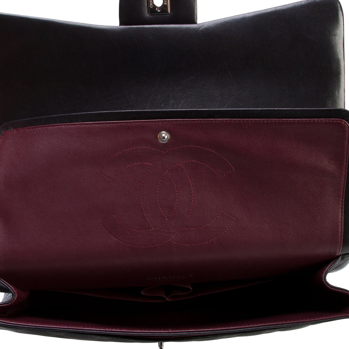 Chanel Black Quilted Lambskin Leather Classic Maxi Double Flap Bag w/ Authenticity Card & Receipt