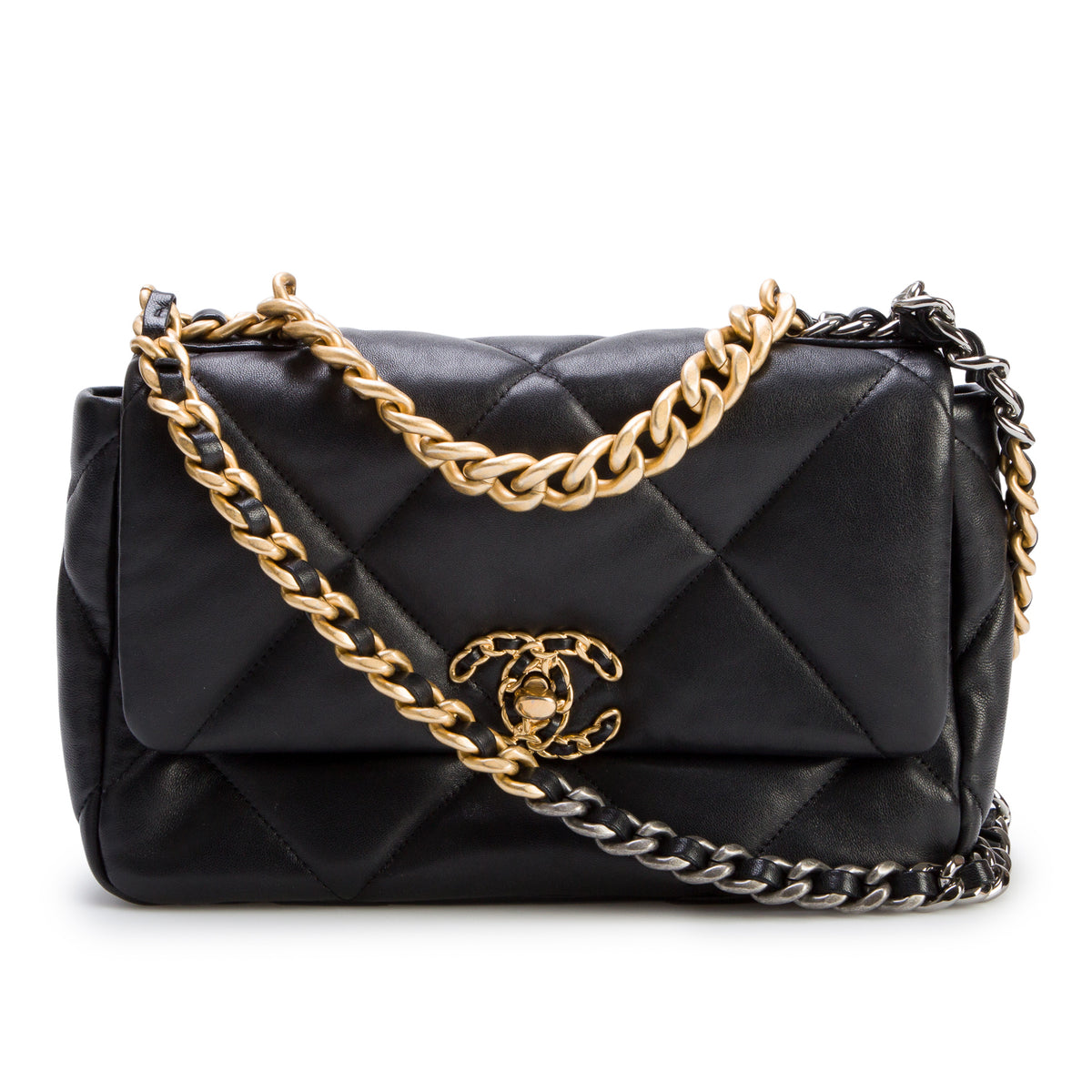 Chanel 2021 Black Quilted Lambskin Small 19 Flap w/ Box & Authenticity Card