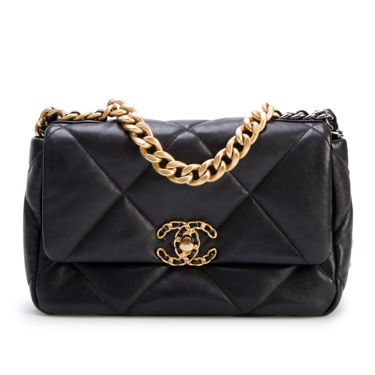 Chanel 2021 Black Quilted Lambskin Small 19 Flap w/ Box & Authenticity Card
