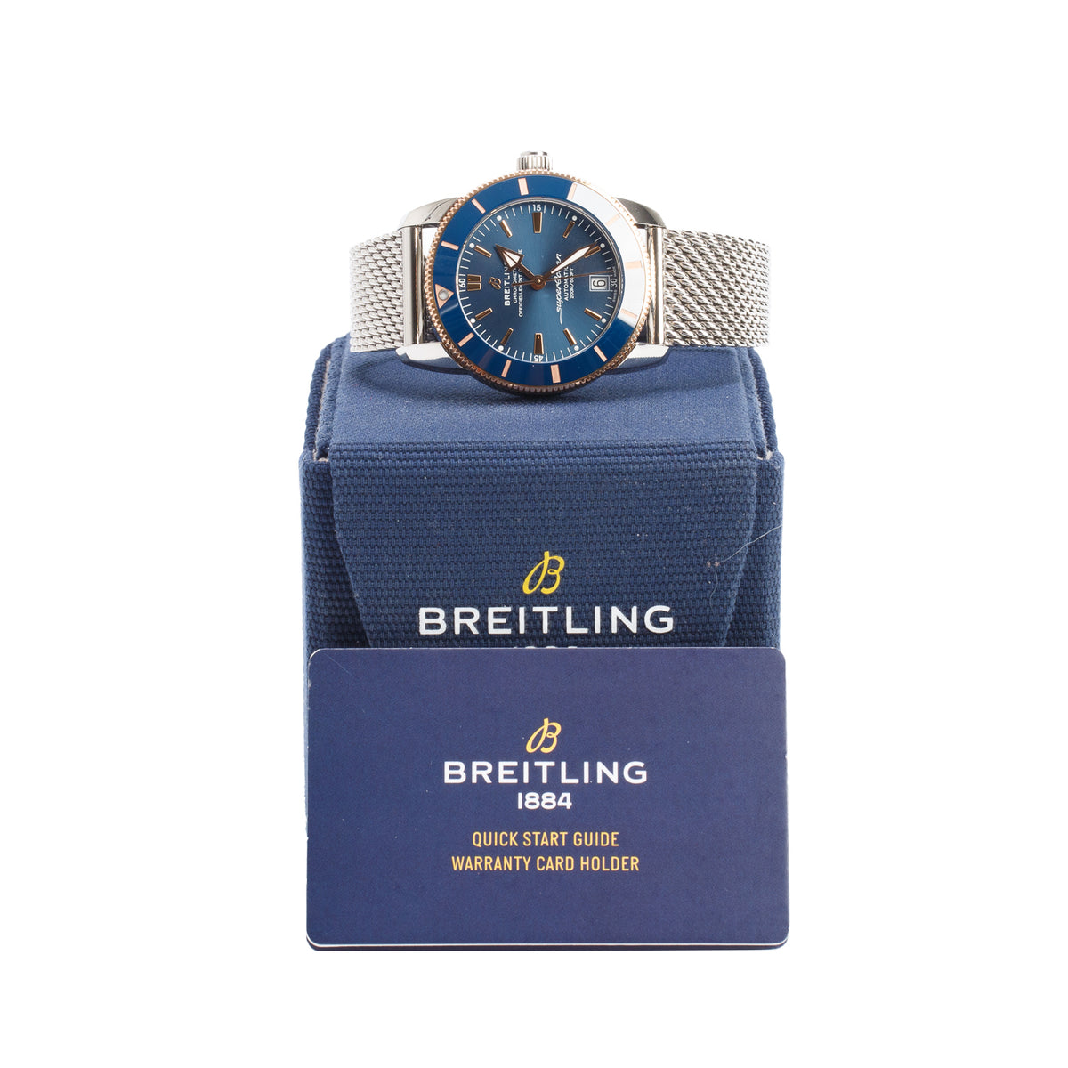 Breitling Stainless Steel & 18k Rose Gold Superocean Heritage B20 42 MM Automatic Watch Blue Dial UB2010 w/ Box